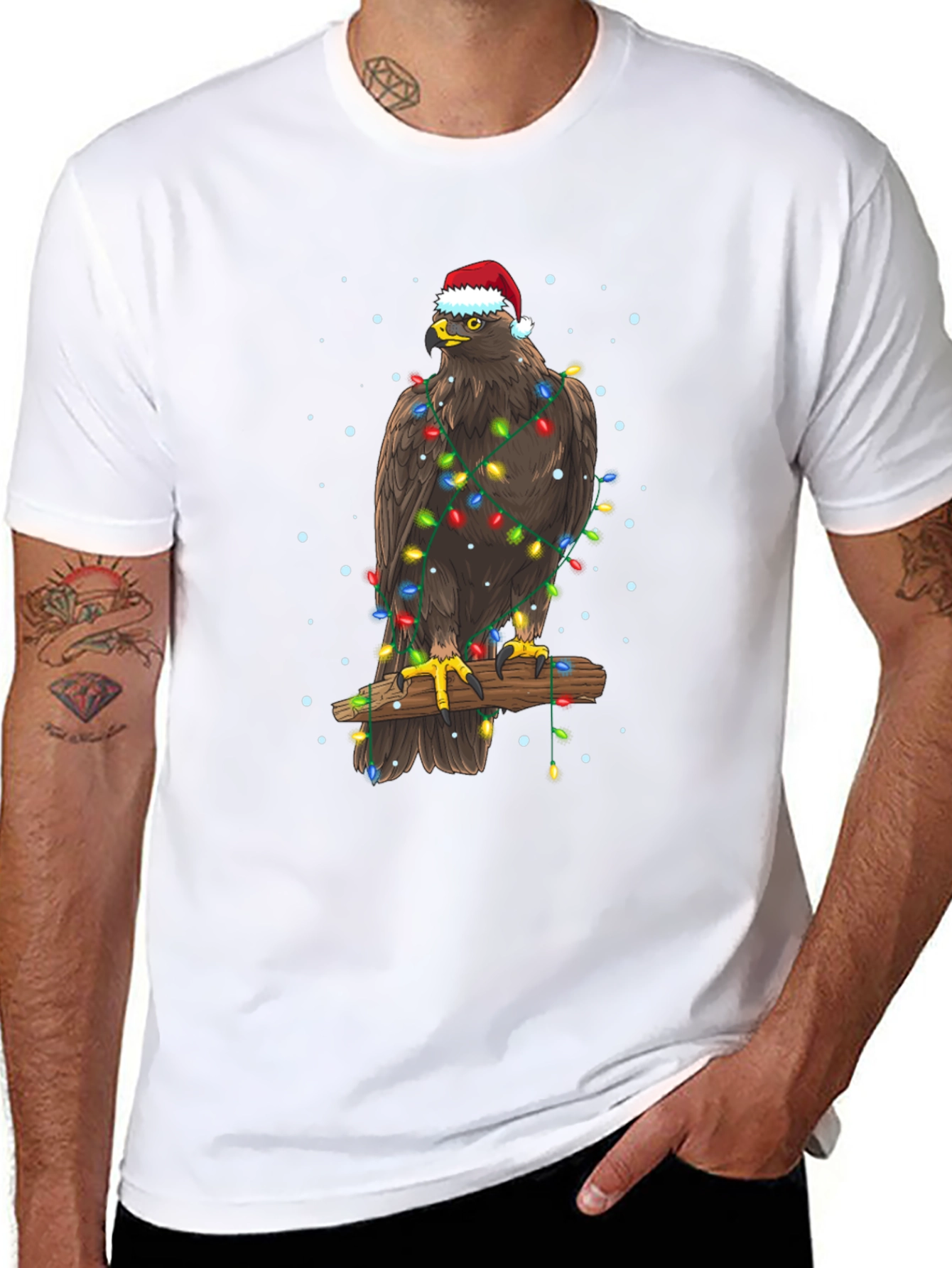 Eagle Christmas Lights T-Shirt - Holiday Apparel
