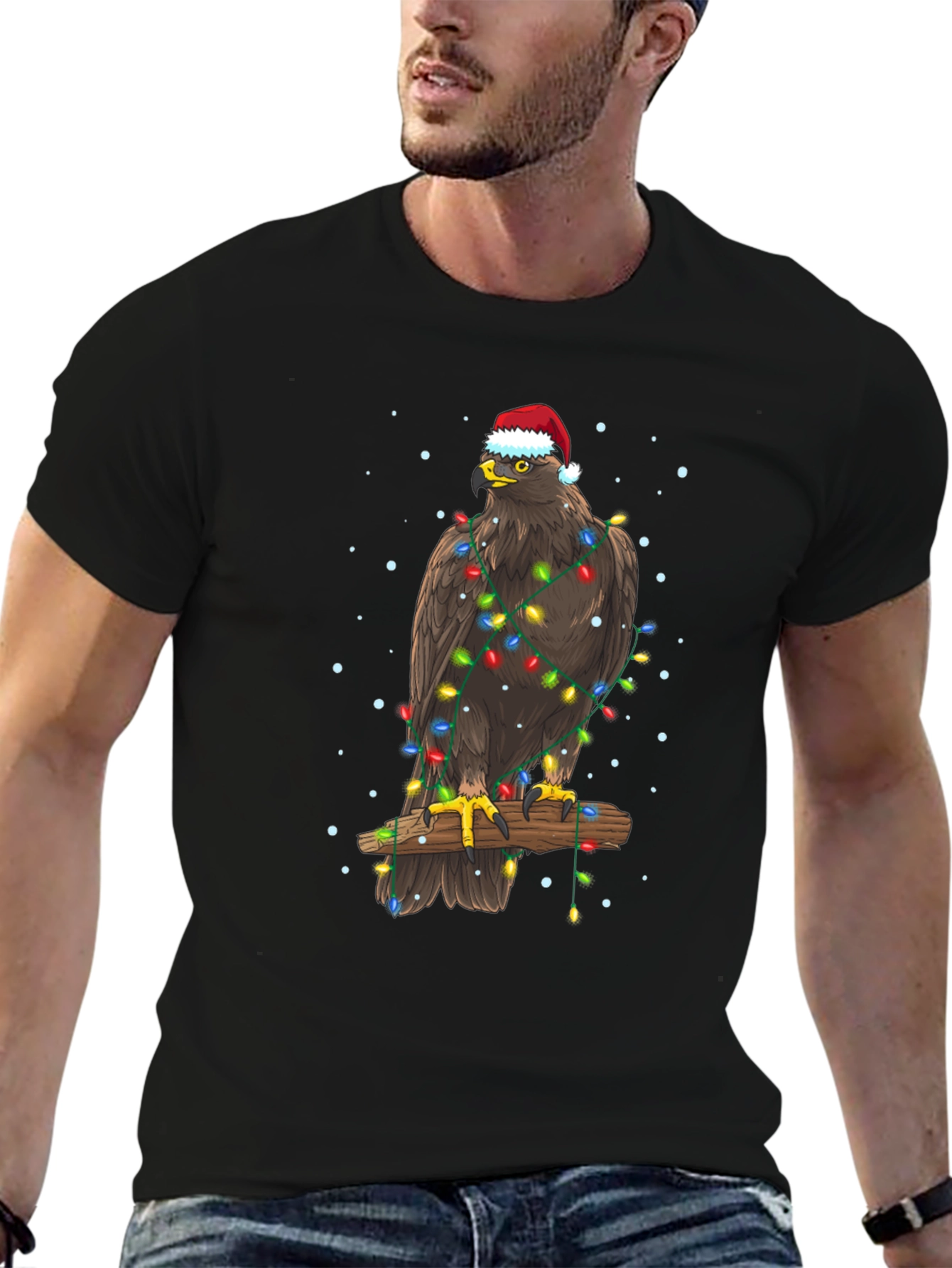 Eagle Christmas Lights T-Shirt - Holiday Apparel