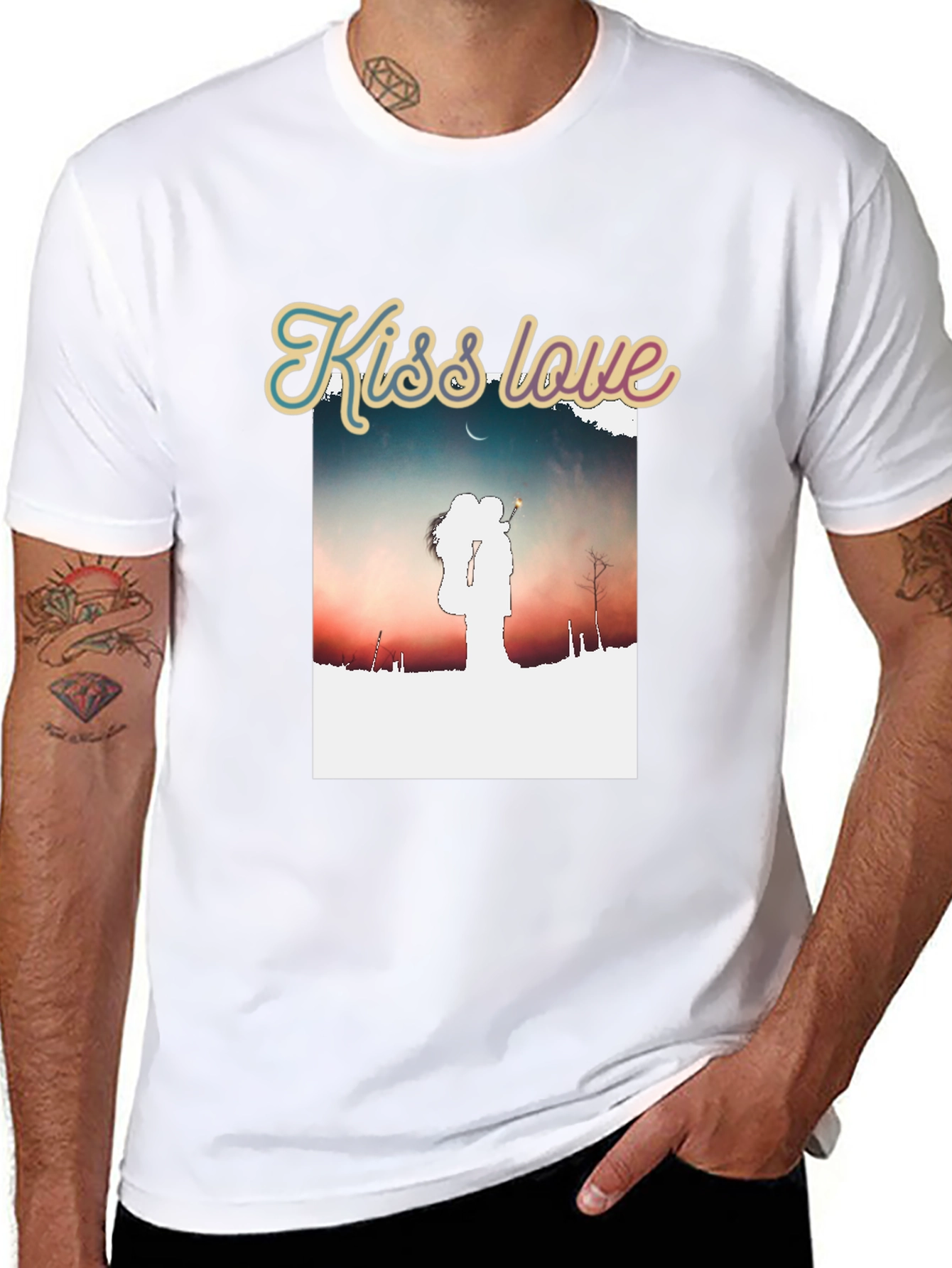 Kiss Love Graphic Black T-Shirt