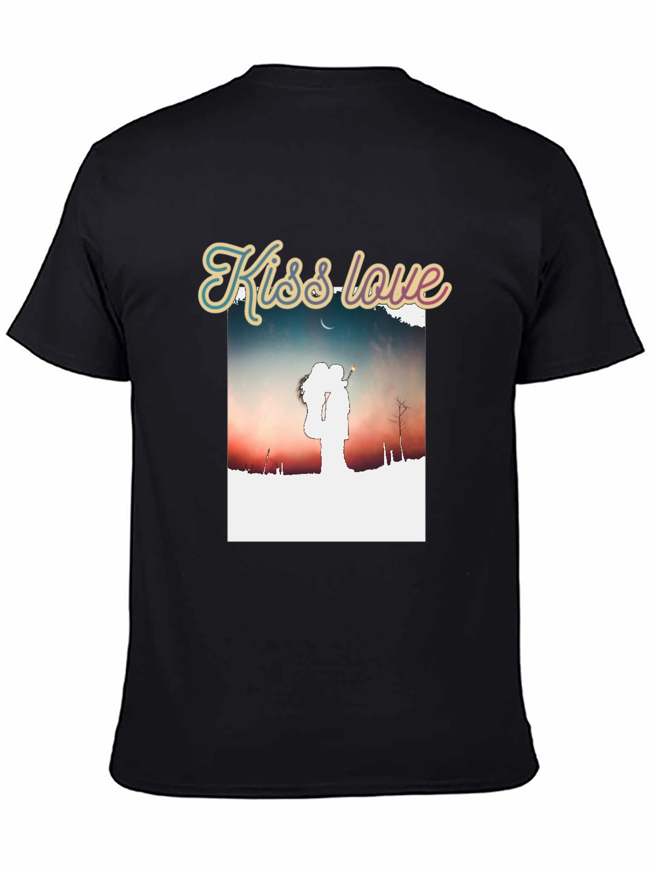 Kiss Love Graphic Black T-Shirt