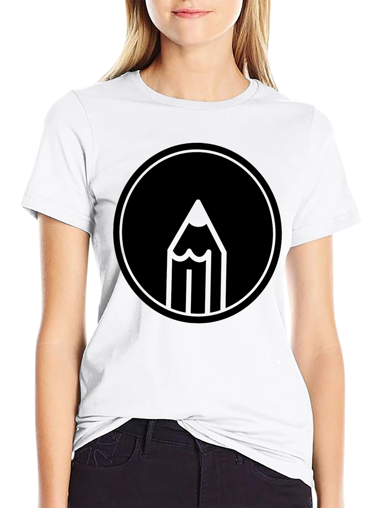 Pencil Circle Graphic Black T-Shirt