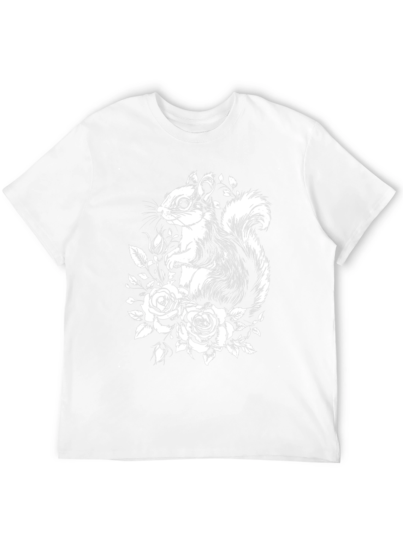 Squirrel and Roses Graphic Tee - Black T-Shirt