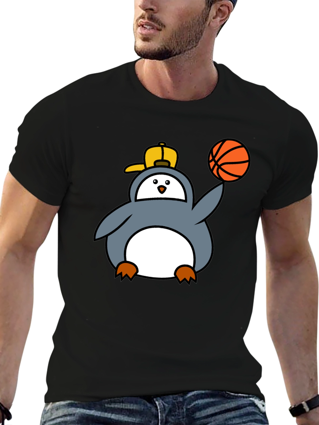 Penguin Basketball Graphic Tee - Cool Black T-Shirt