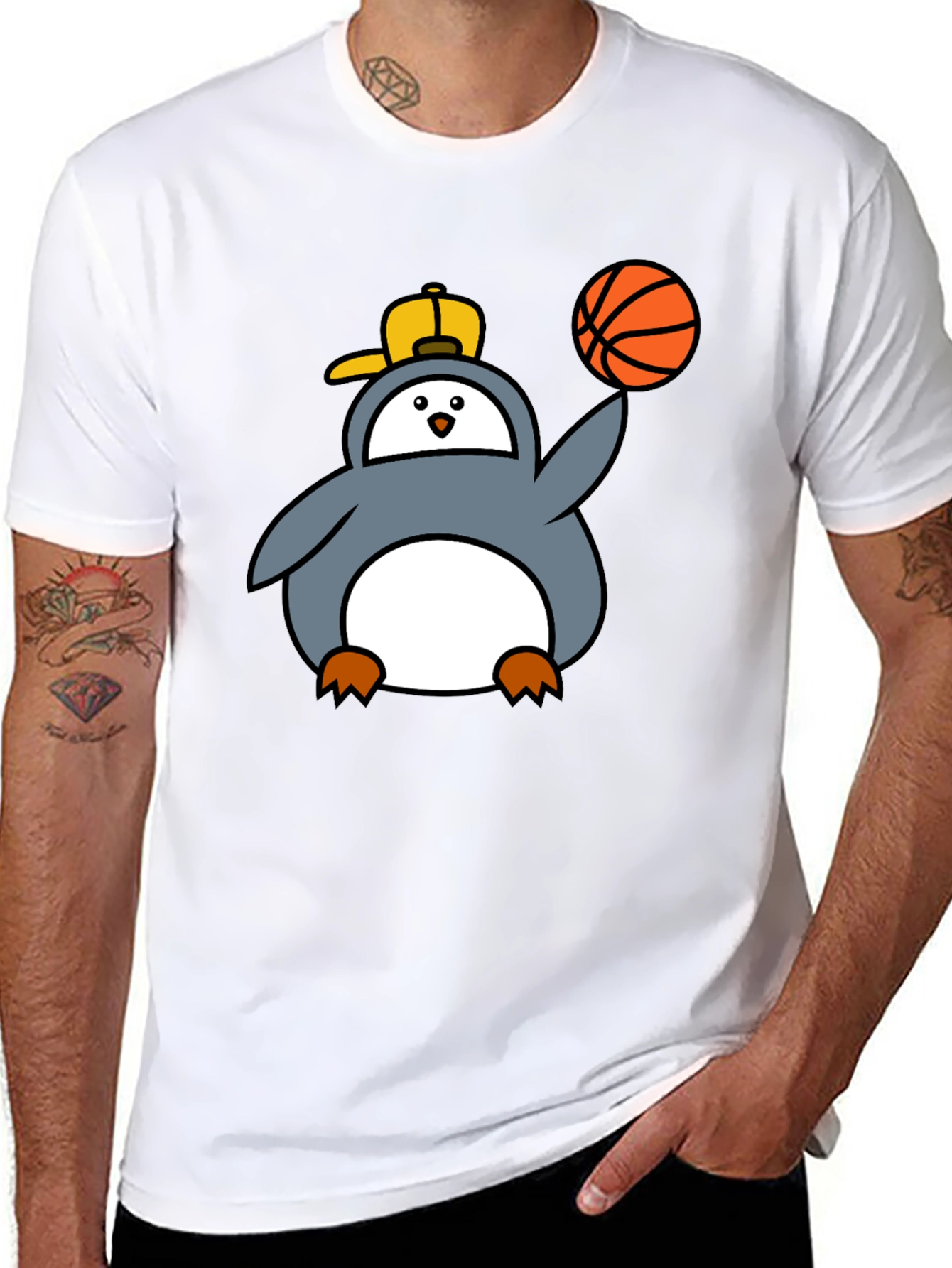 Penguin Basketball Graphic Tee - Cool Black T-Shirt