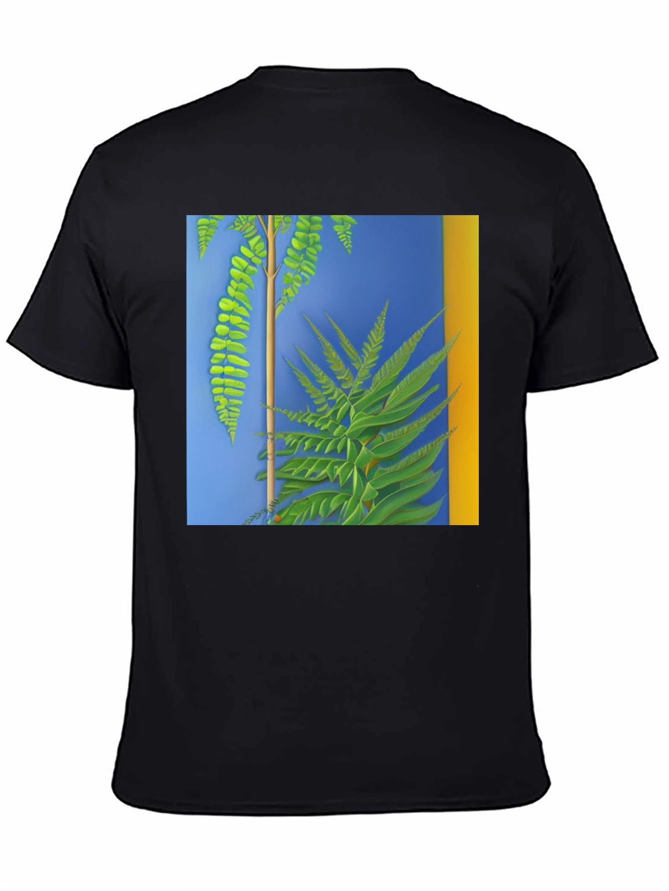 Botanical Fern Art Graphic Black T-Shirt