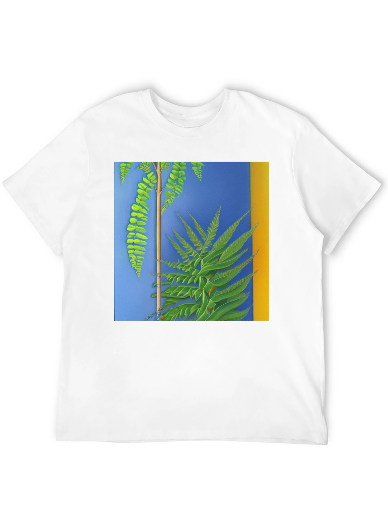 Botanical Fern Art Graphic Black T-Shirt