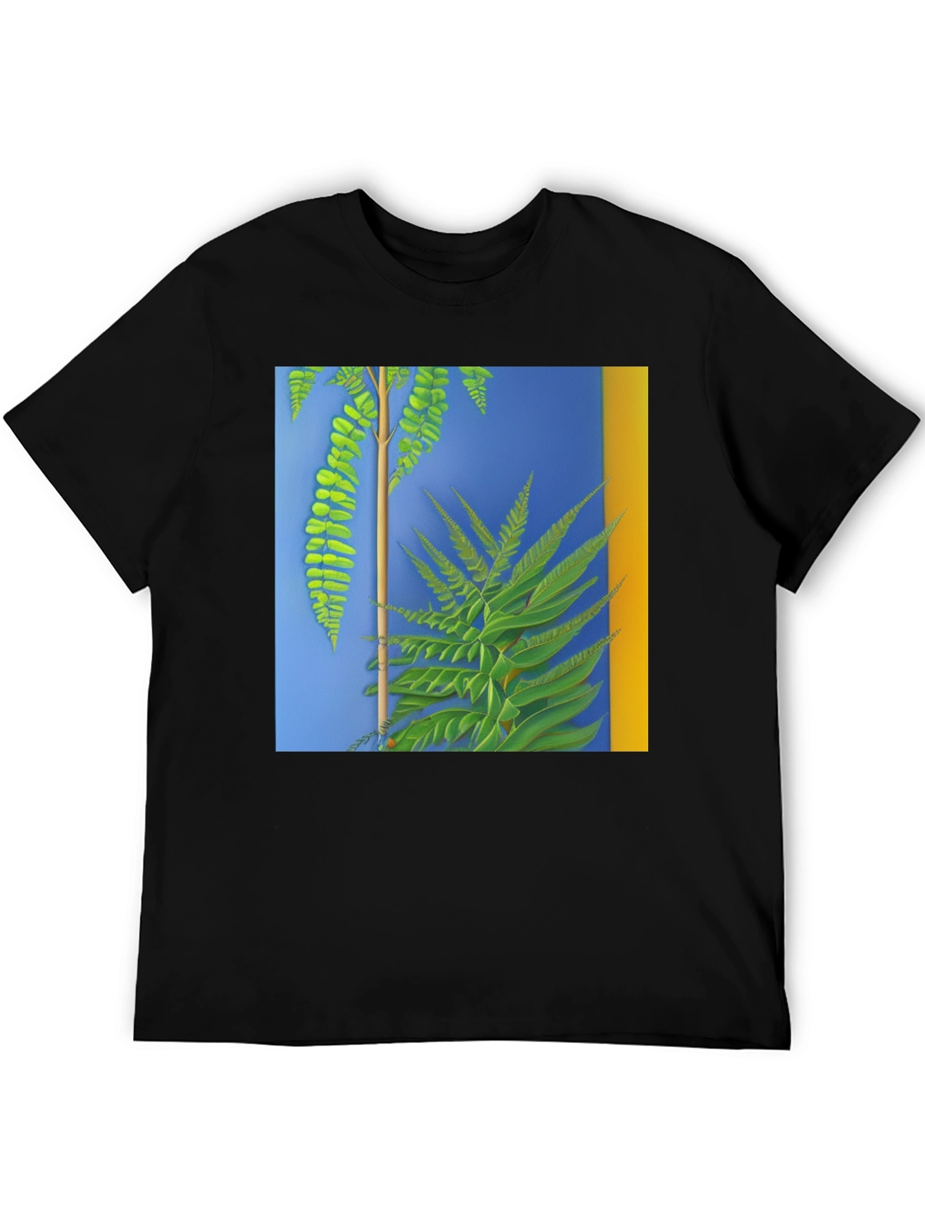 Botanical Fern Art Graphic Black T-Shirt