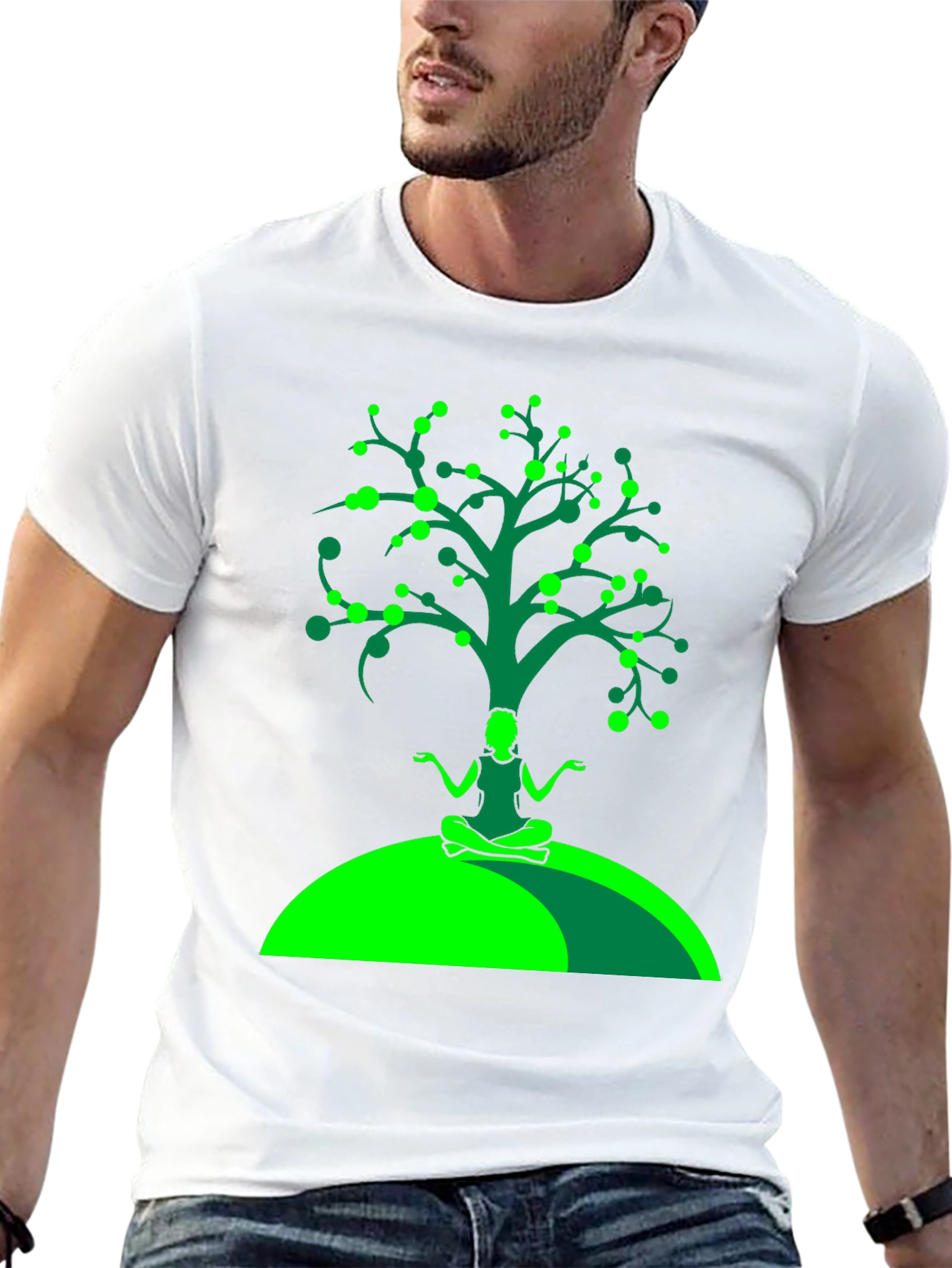 Yoga Tree Graphic Tee - Black Cotton T-Shirt