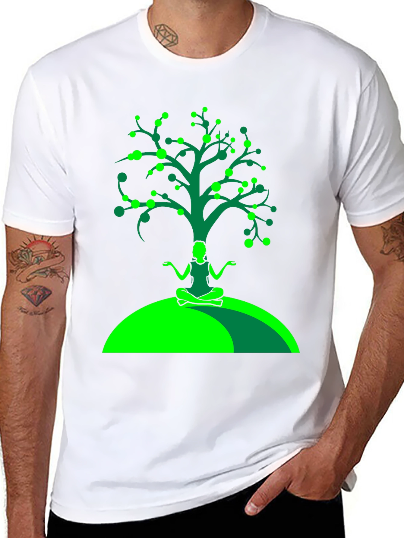 Yoga Tree Graphic Tee - Black Cotton T-Shirt