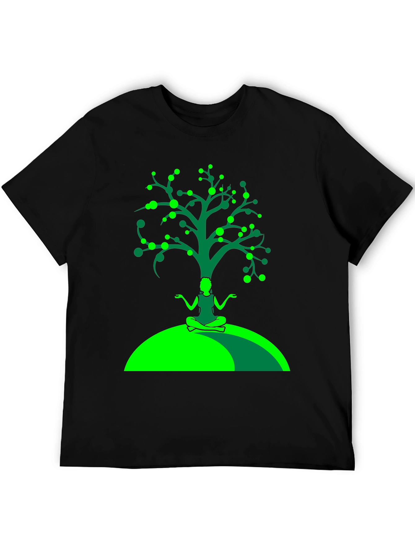 Yoga Tree Graphic Tee - Black Cotton T-Shirt