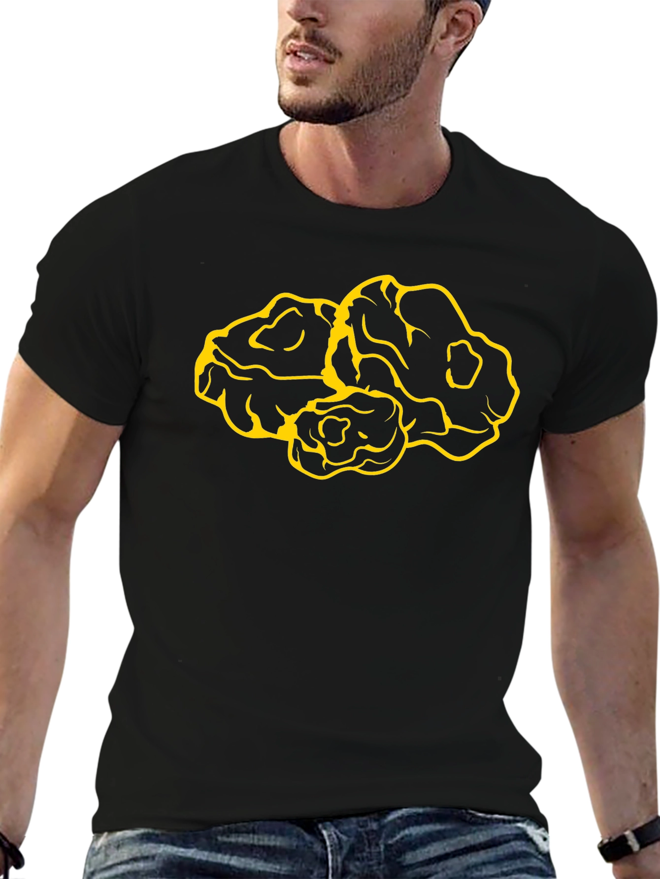 Graphic Tee: Abstract Yellow Design on Black
