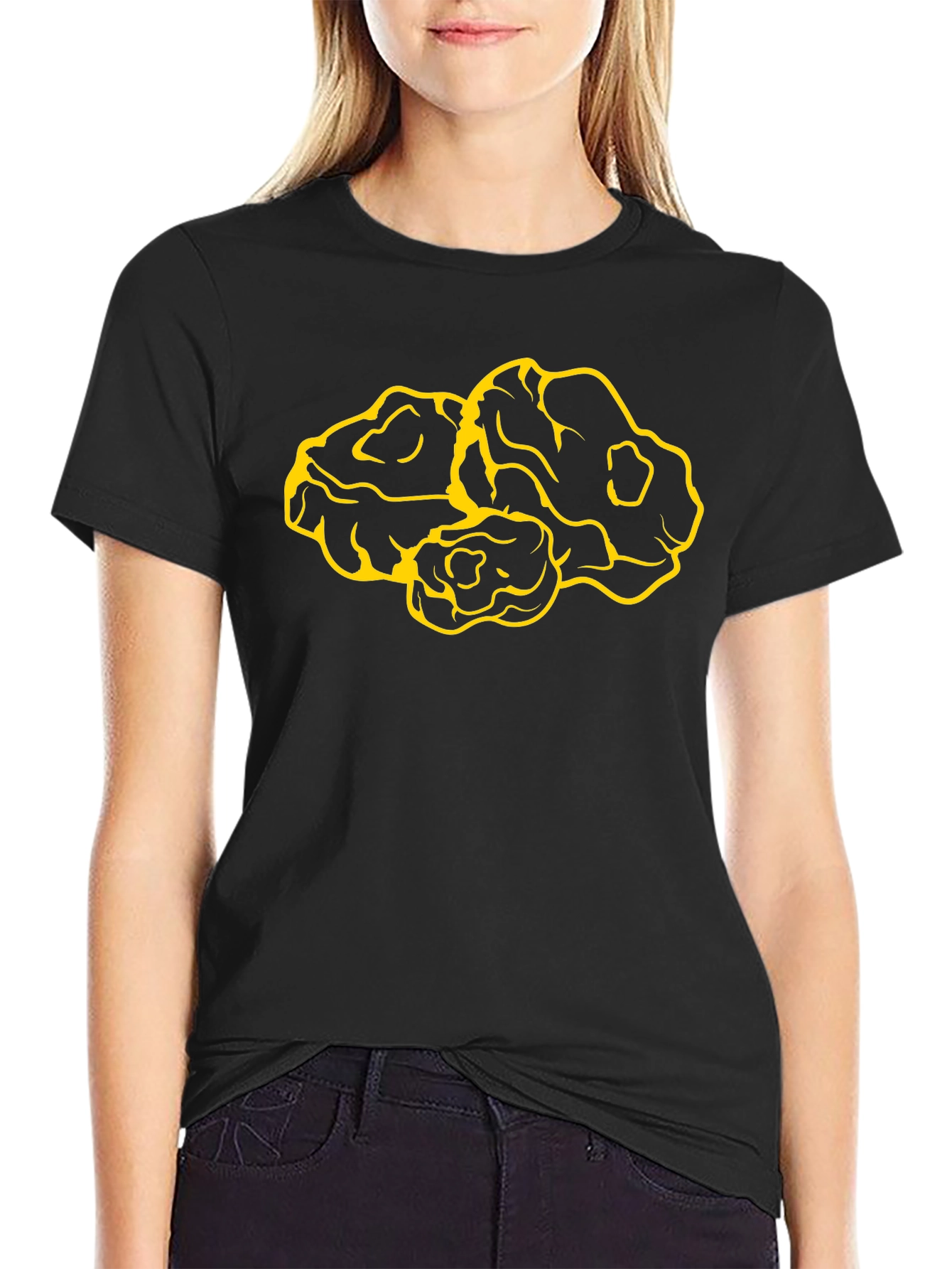 Graphic Tee: Abstract Yellow Design on Black