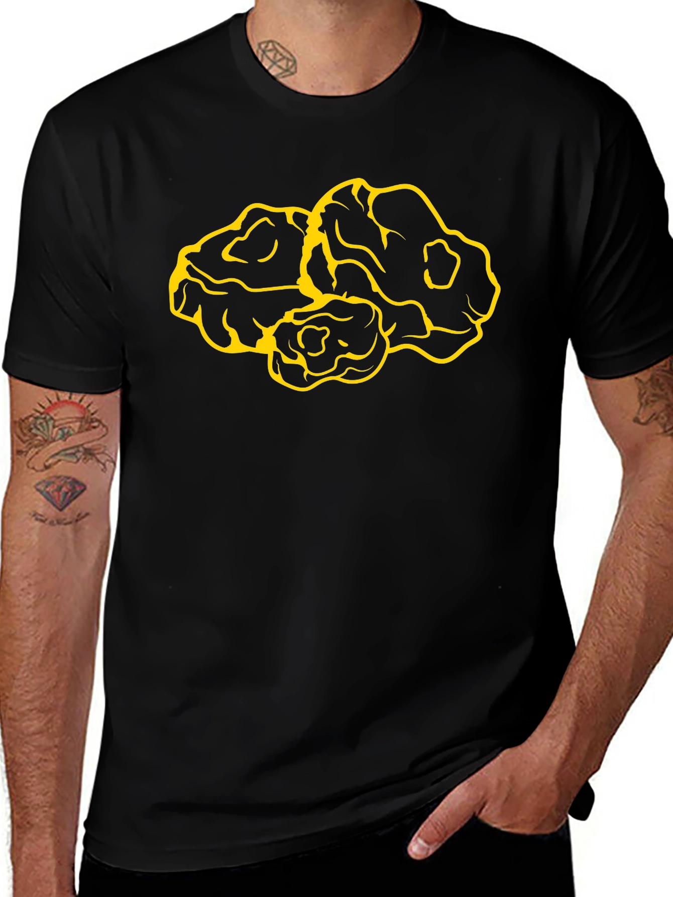 Graphic Tee: Abstract Yellow Design on Black
