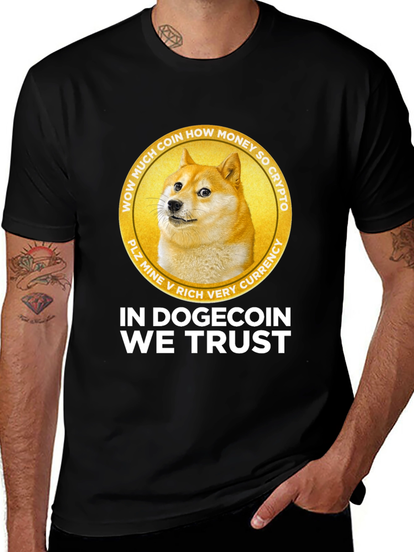 In Dogecoin We Trust Black Graphic Tee