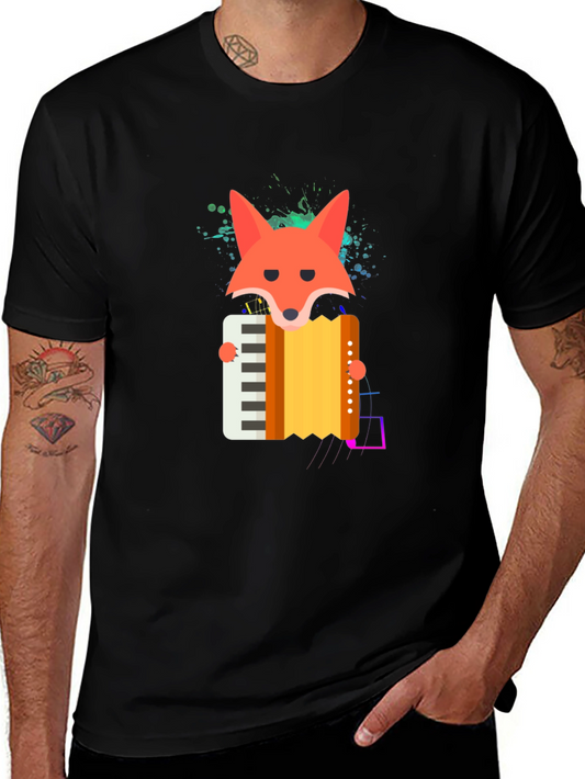 Fox Accordion T-Shirt - Black Cotton Blend