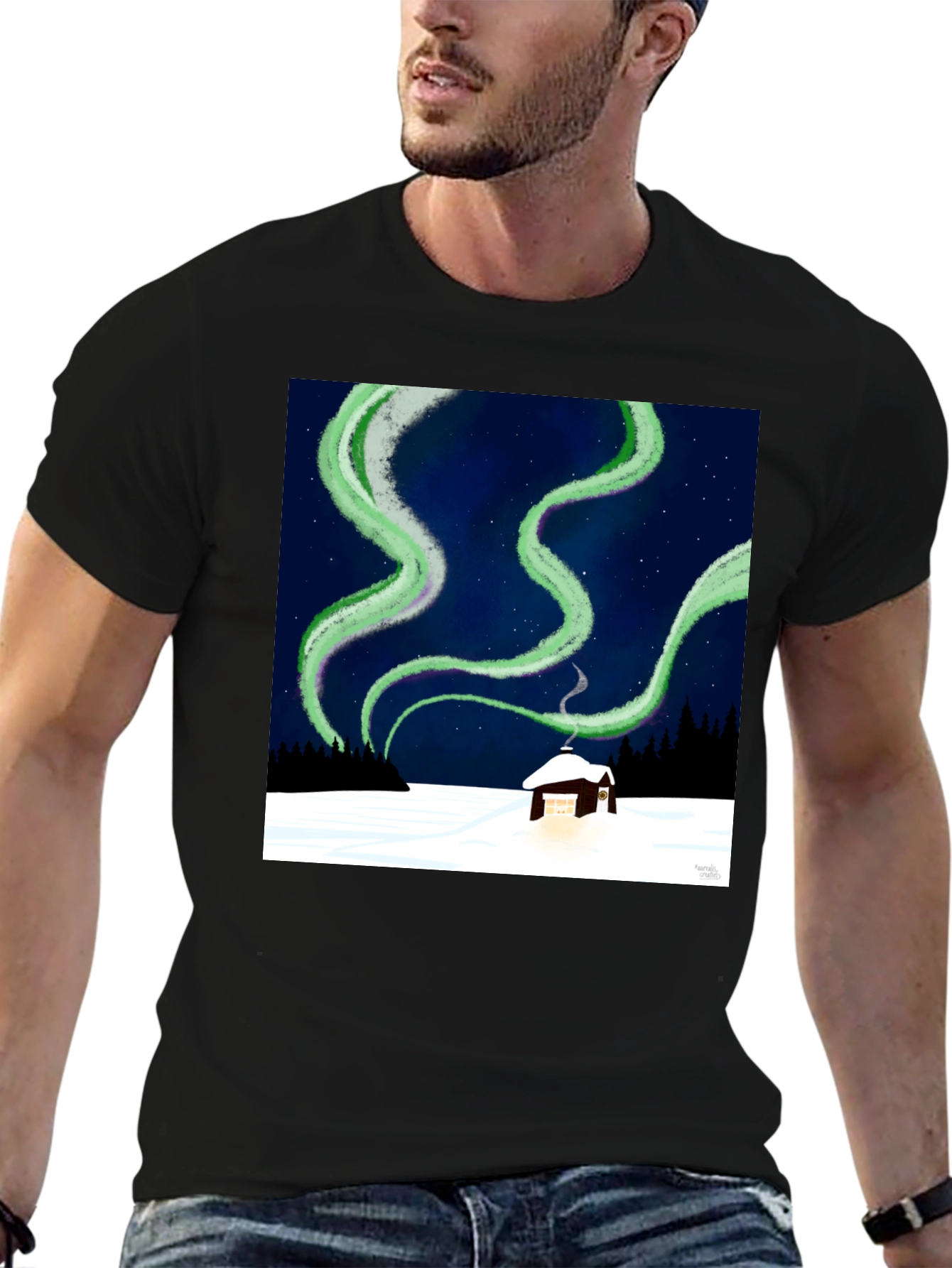 Aurora Cabin Tee: Night Sky Dream