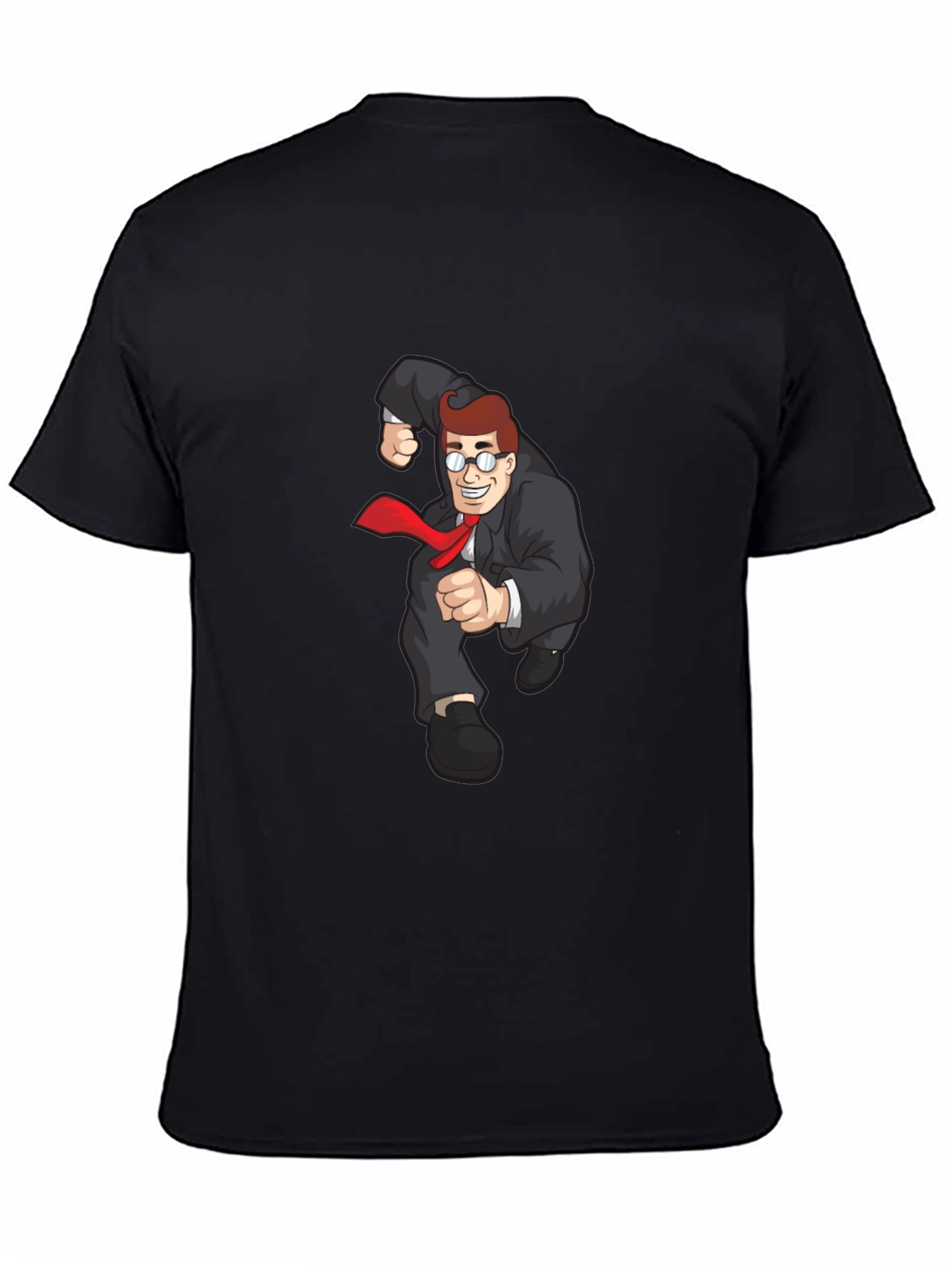 Cartoon Businessman Black T-Shirt