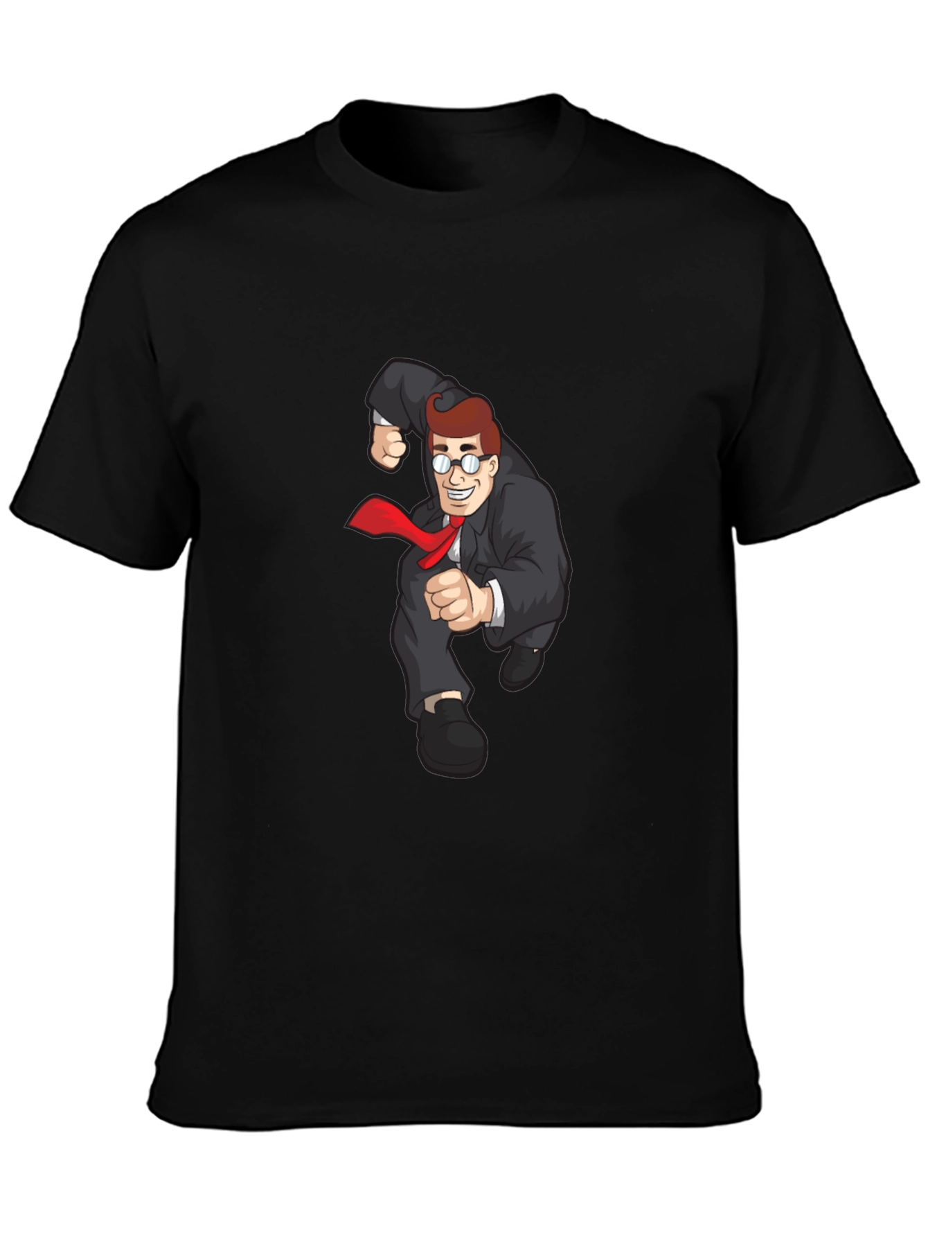 Cartoon Businessman Black T-Shirt