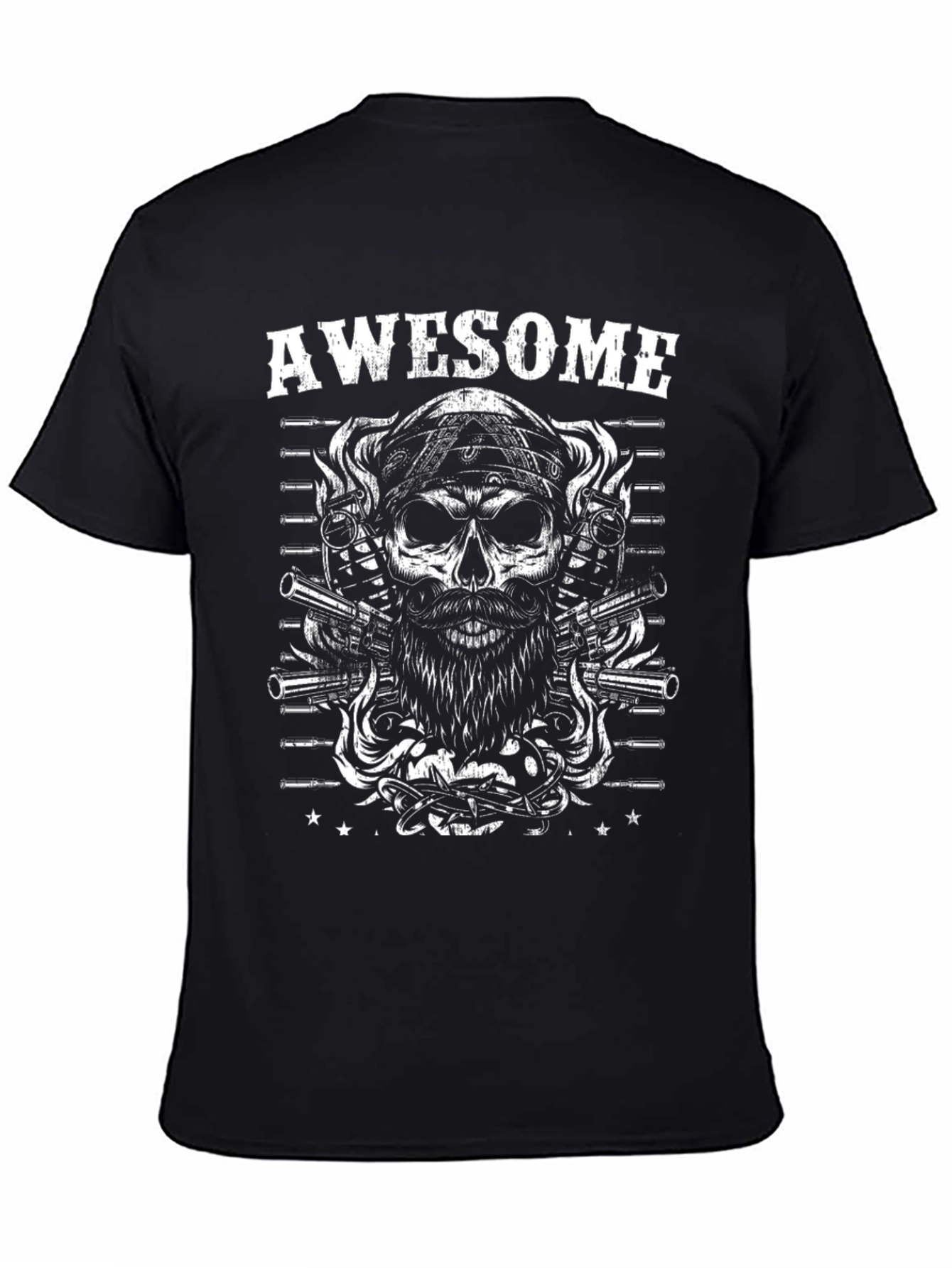 Awesome Skull & Guns Graphic Tee