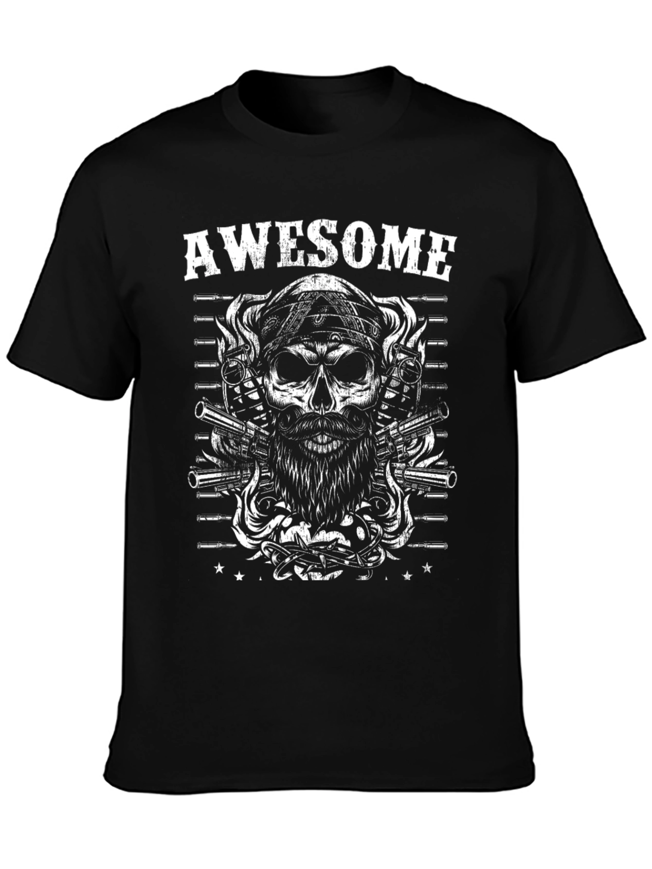 Awesome Skull & Guns Graphic Tee