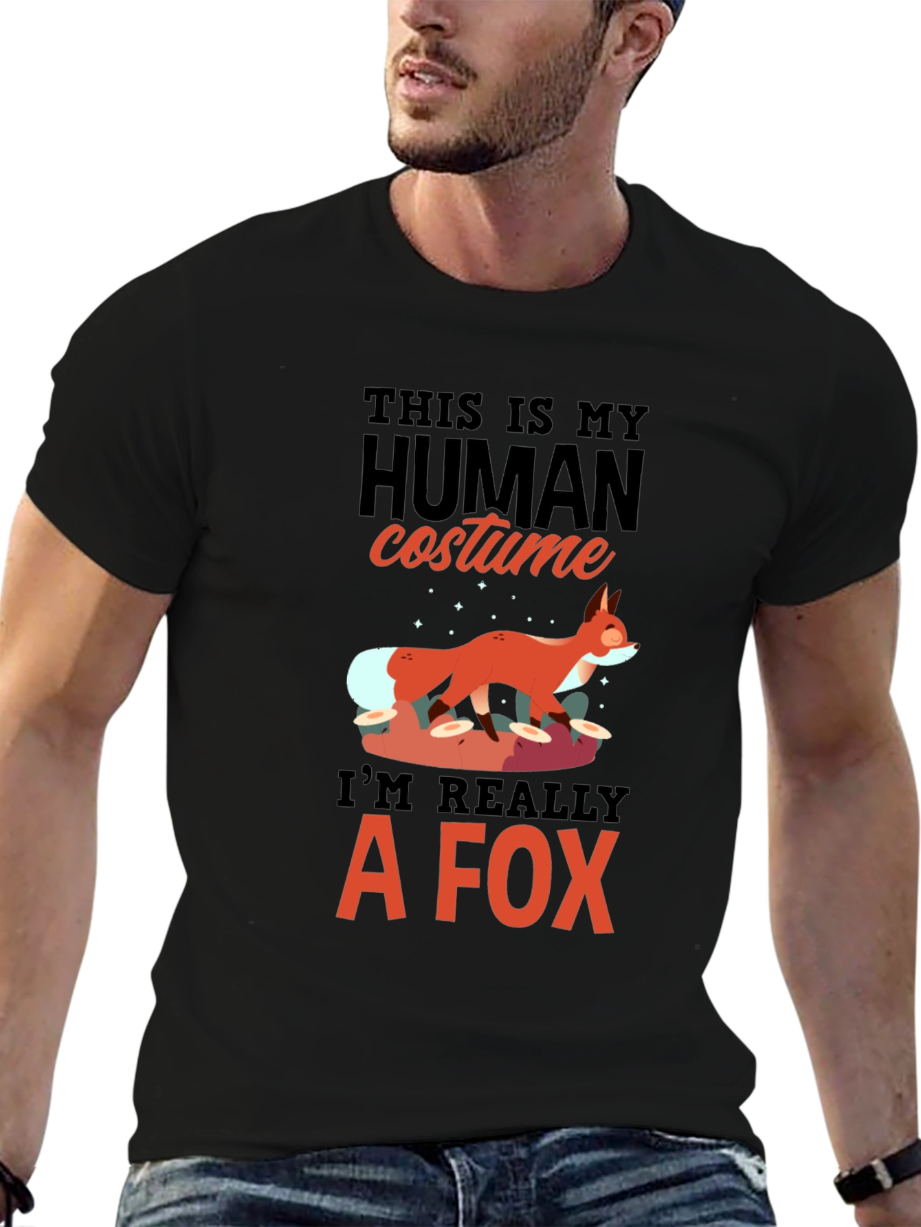 Human Costume Fox T-Shirt - Funny Halloween Tee