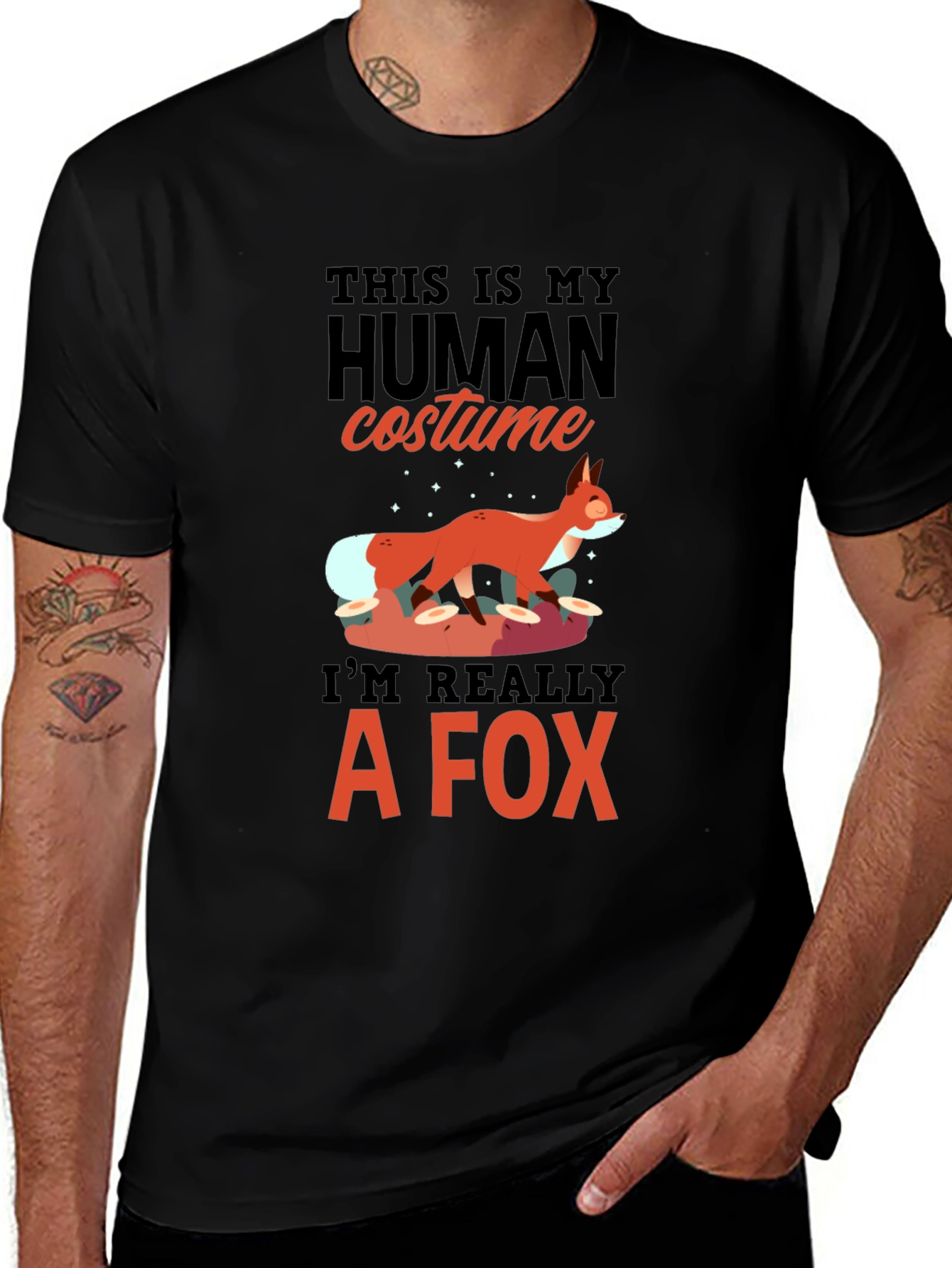 Human Costume Fox T-Shirt - Funny Halloween Tee