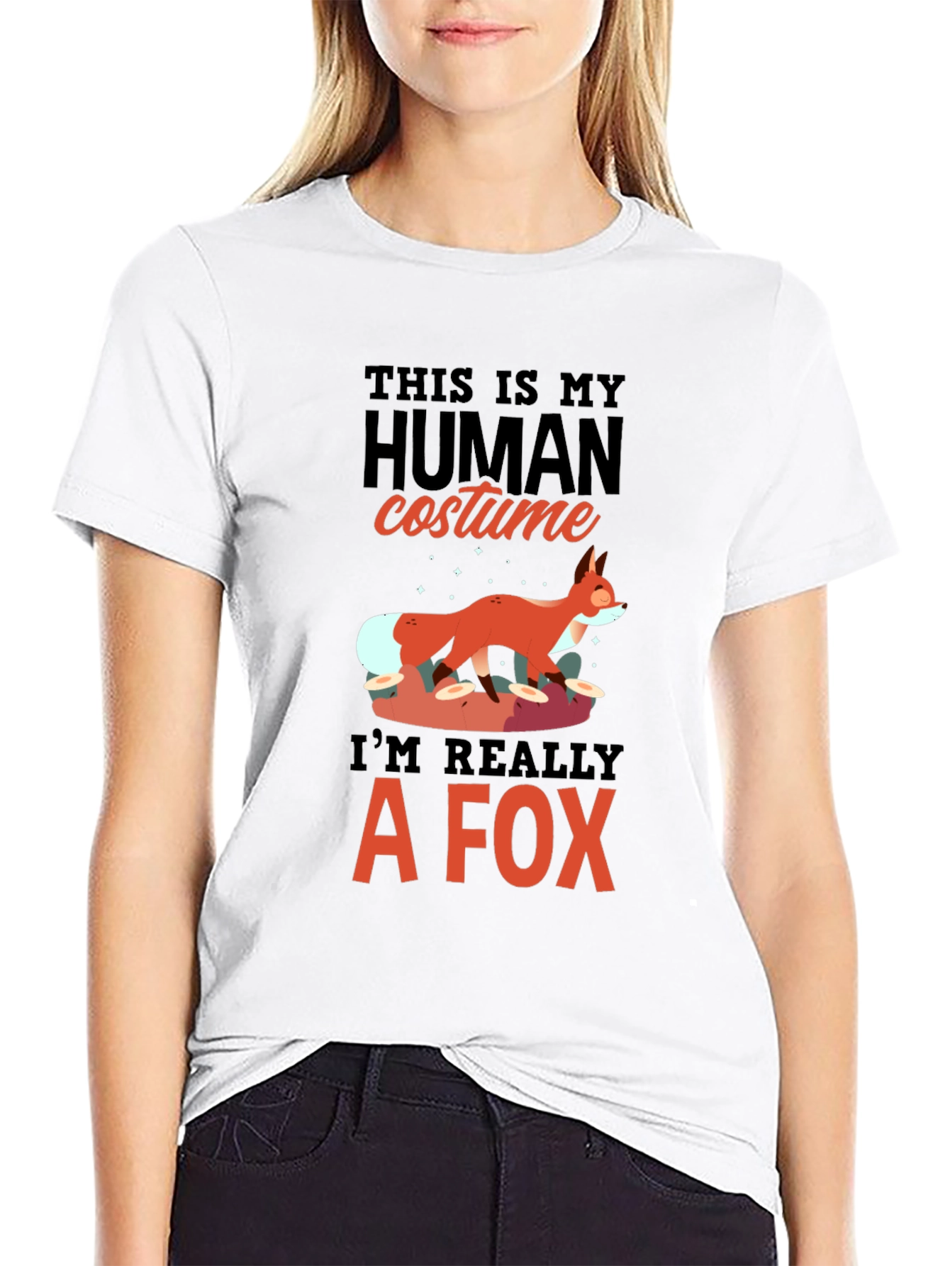 Human Costume Fox T-Shirt - Funny Halloween Tee