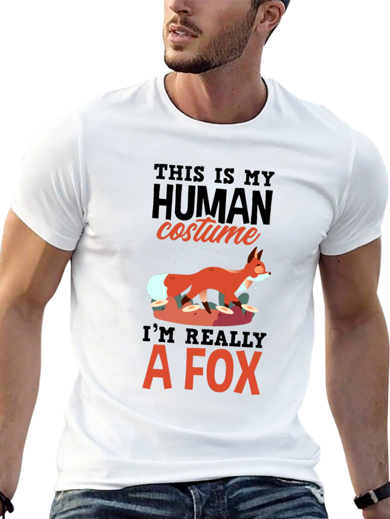 Human Costume Fox T-Shirt - Funny Halloween Tee