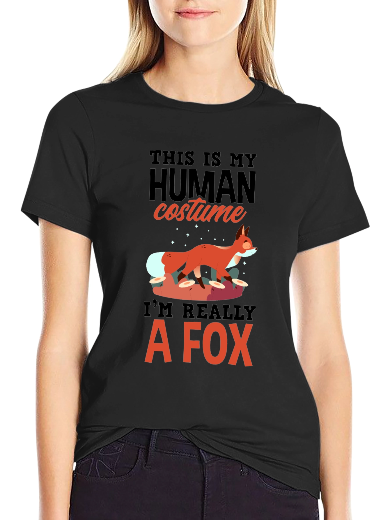 Human Costume Fox T-Shirt - Funny Halloween Tee