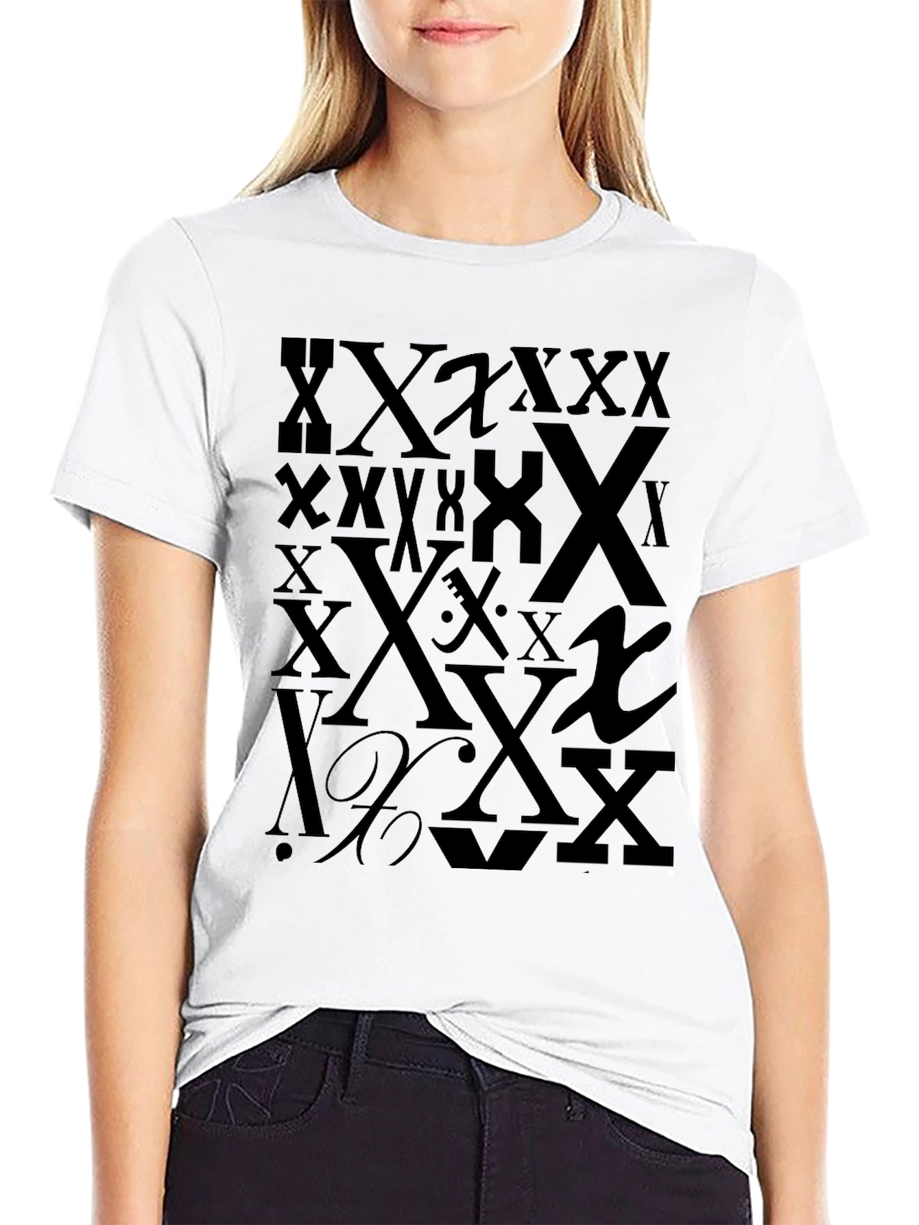 Bold X Print Black T-Shirt