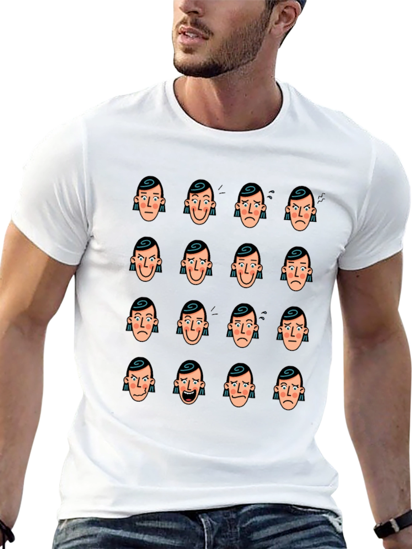 Emotional Faces Graphic Black T-Shirt