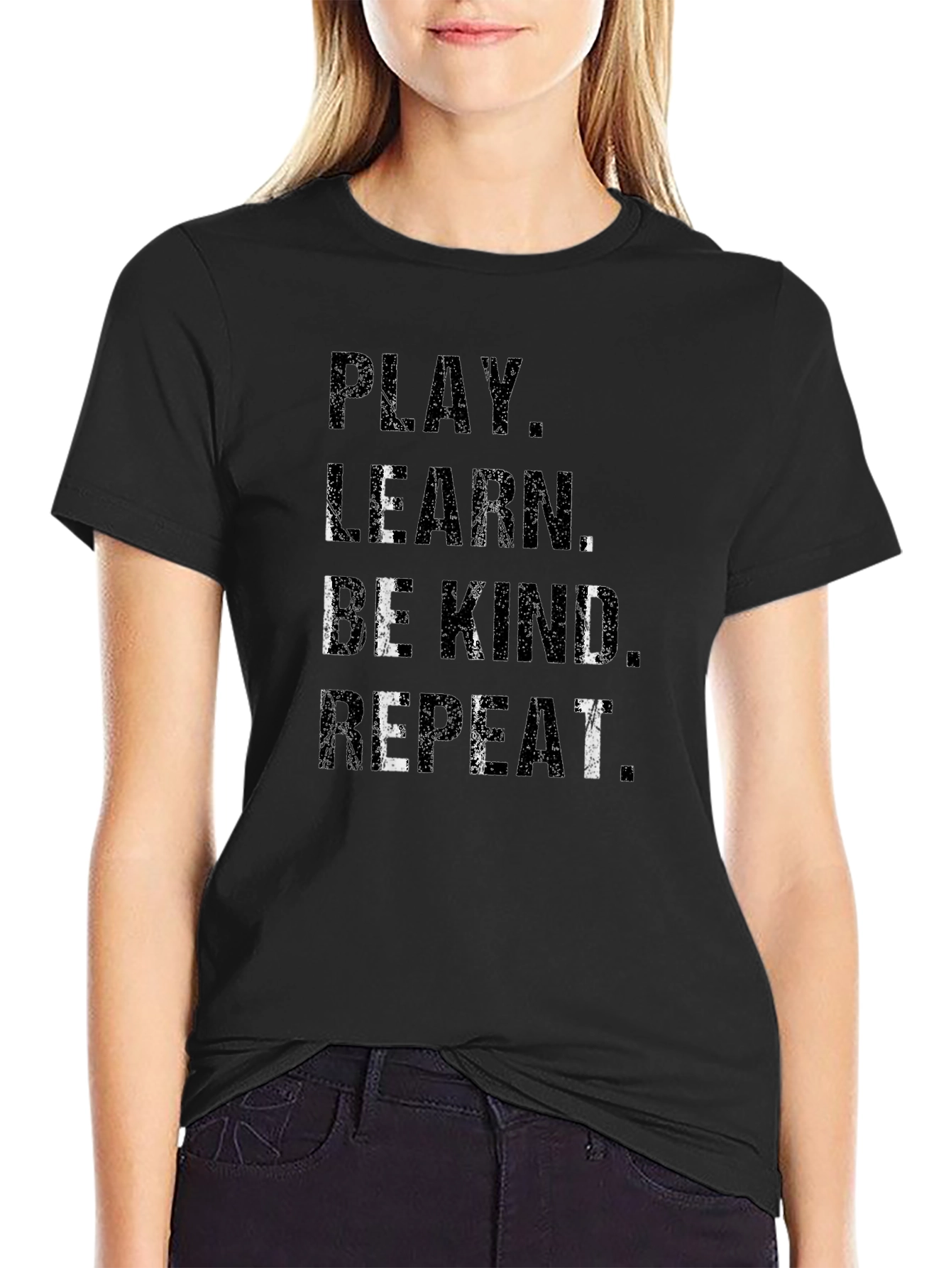 Play Learn Be Kind Repeat Black T-Shirt