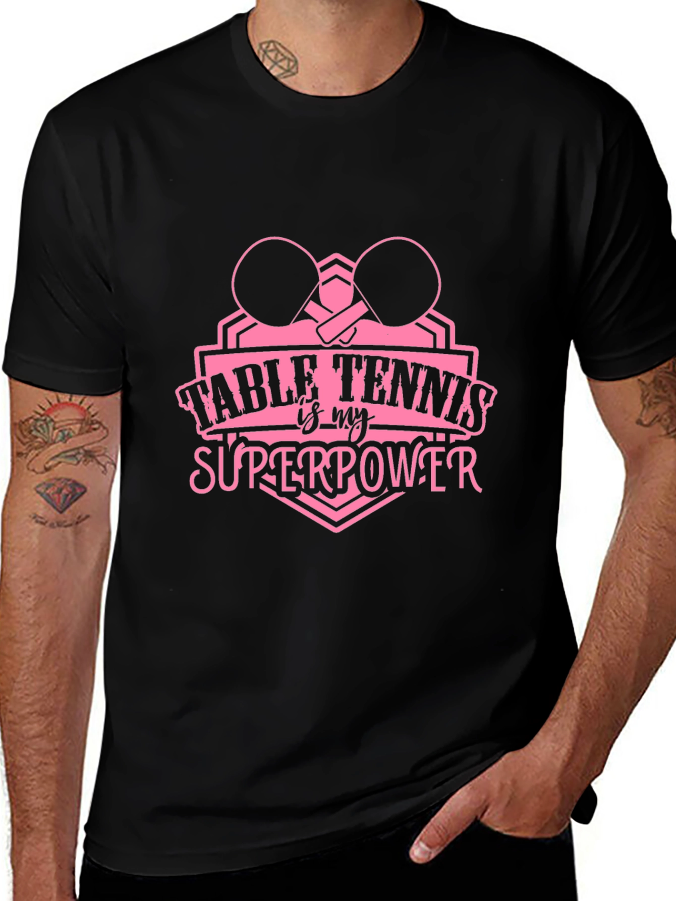 Table Tennis Superpower Black T-Shirt