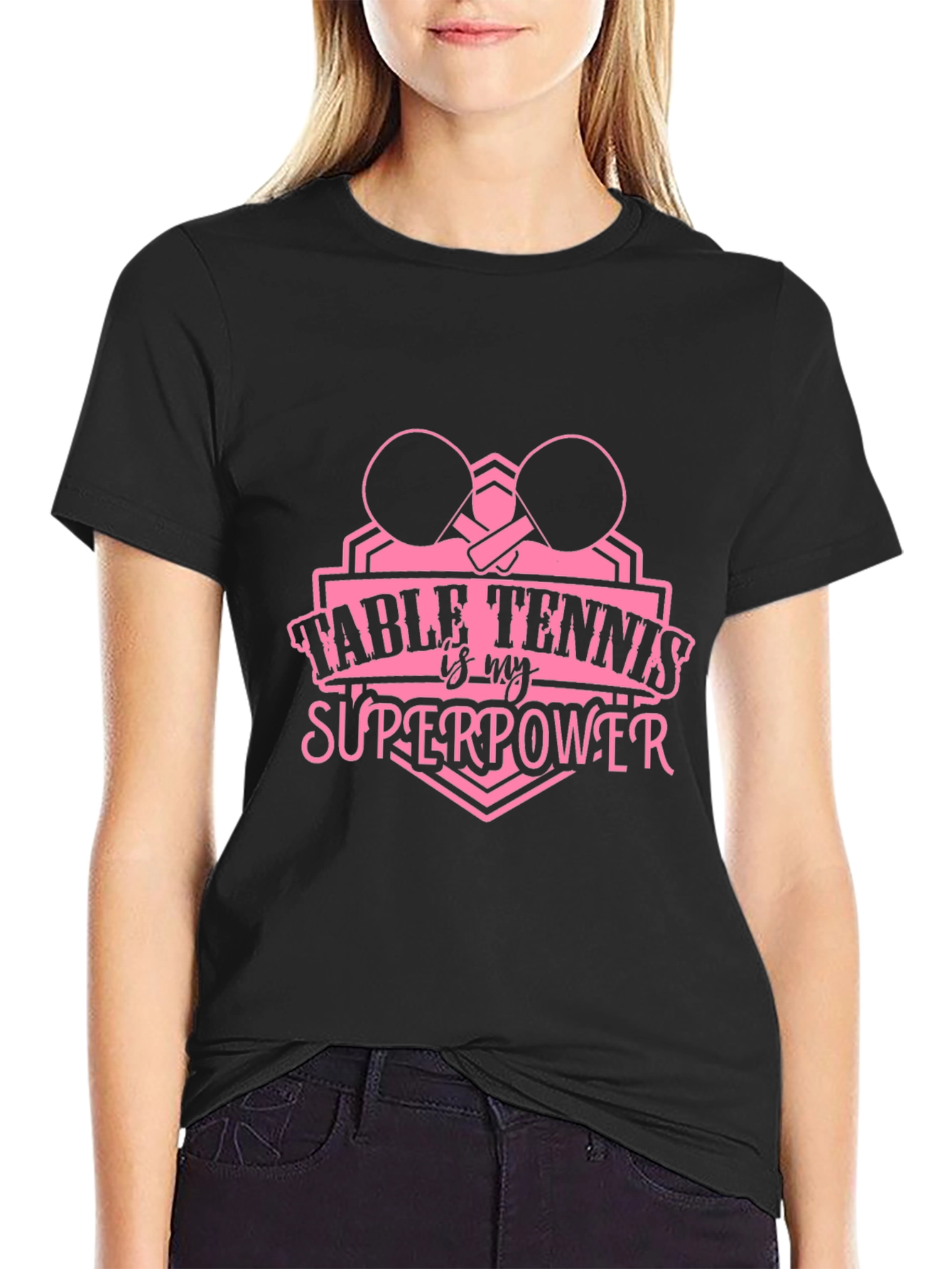 Table Tennis Superpower Black T-Shirt