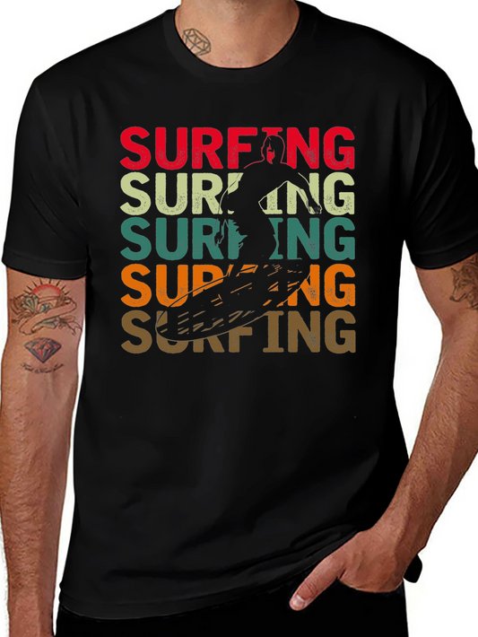 Retro Surfing Graphic Tee - Black