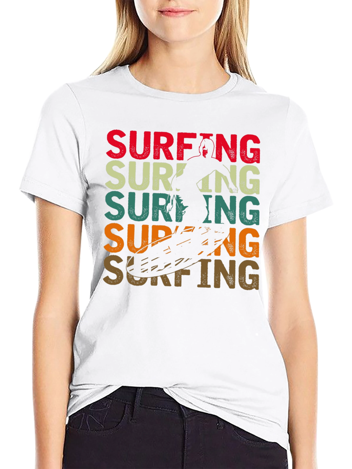 Retro Surfing Graphic Tee - Black