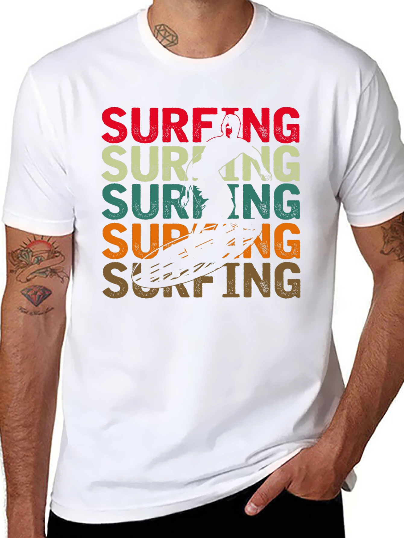 Retro Surfing Graphic Tee - Black