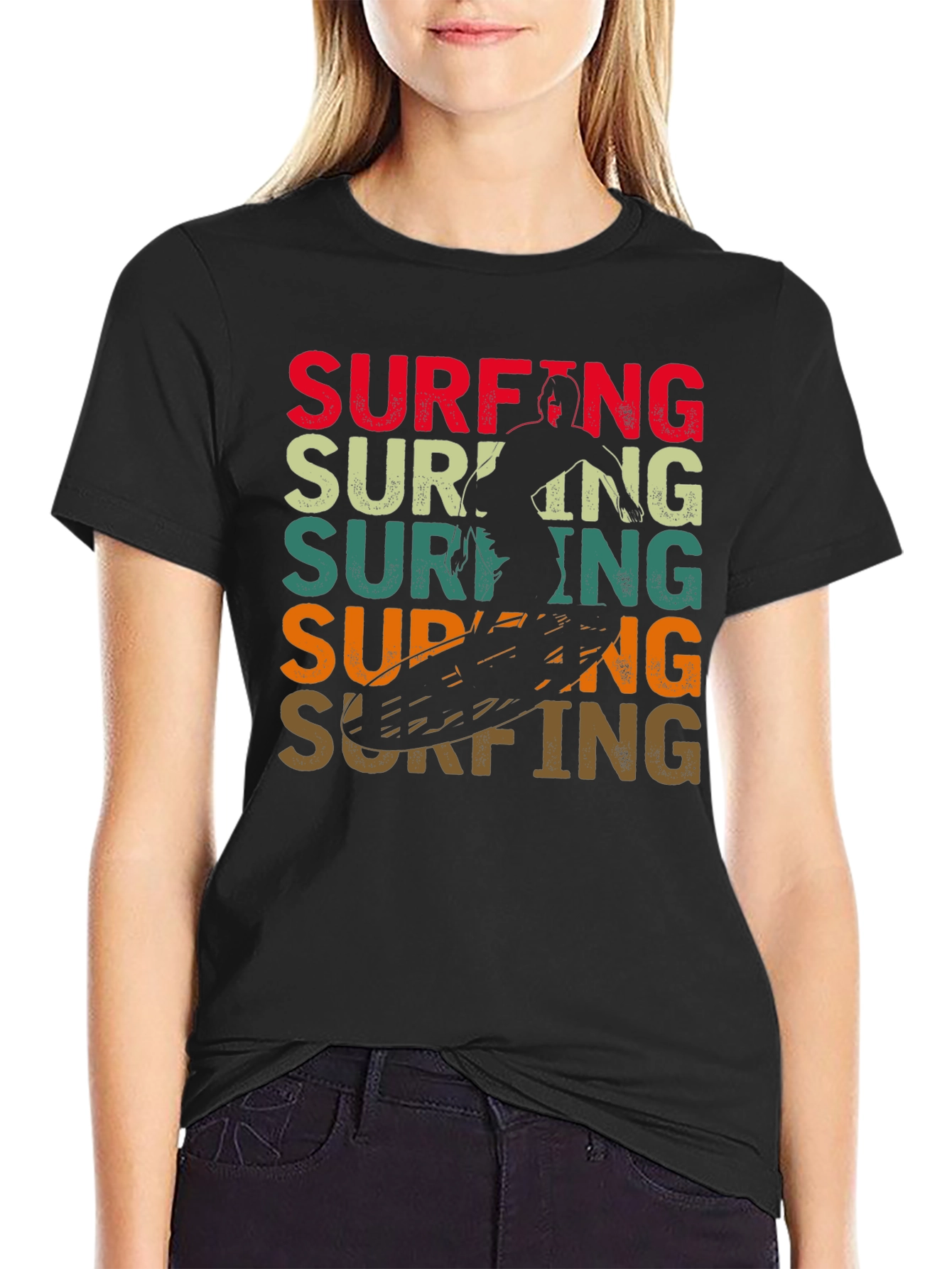 Retro Surfing Graphic Tee - Black