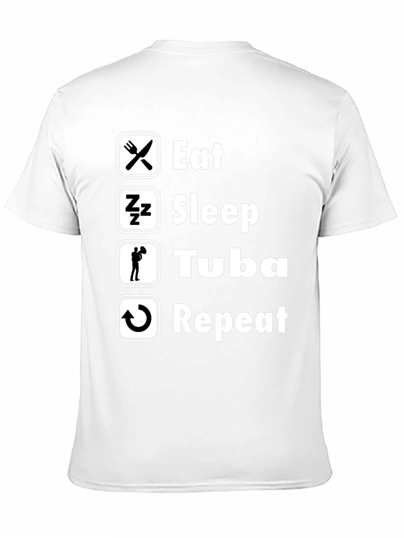 Eat Sleep Tuba Repeat Black Graphic T-Shirt