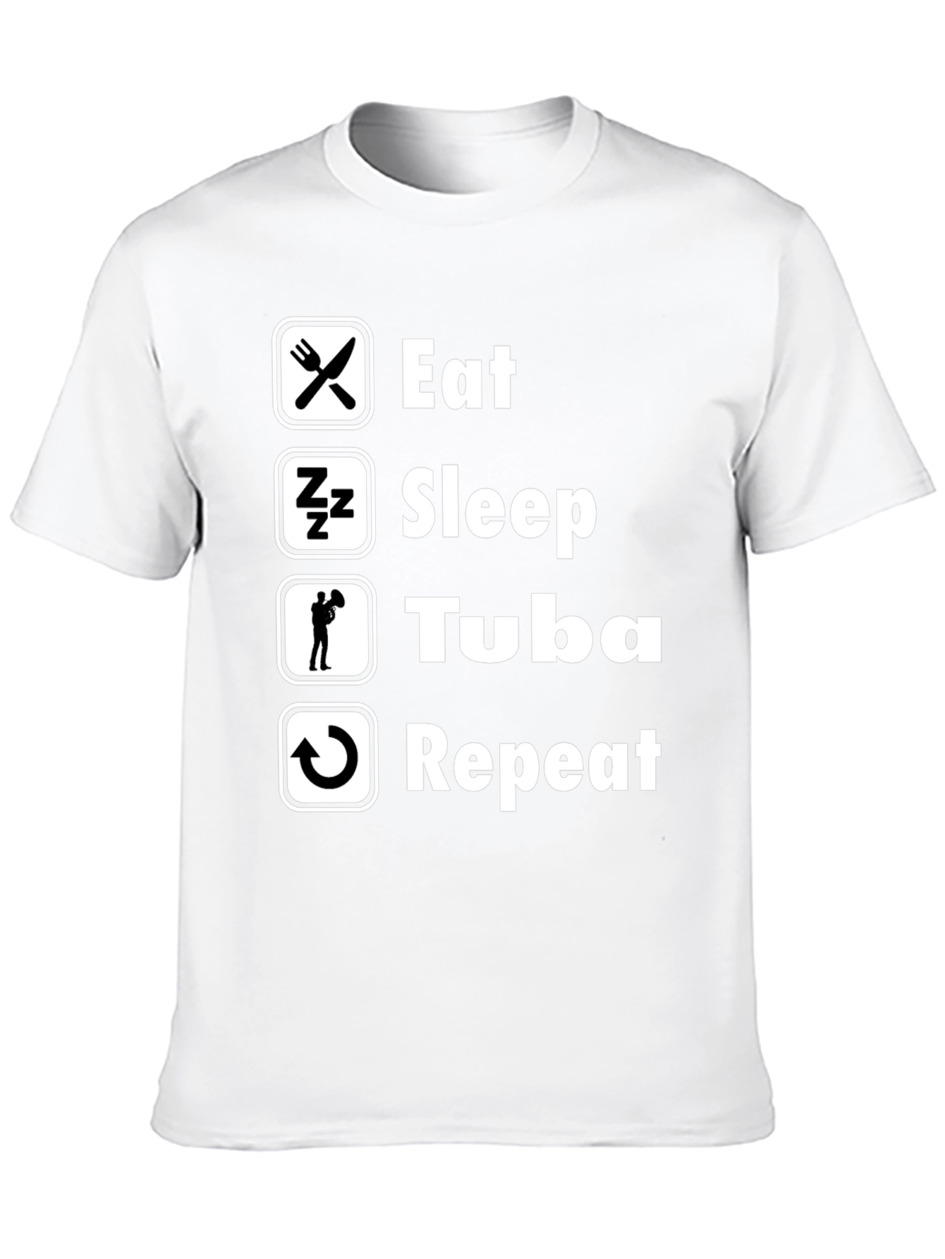 Eat Sleep Tuba Repeat Black Graphic T-Shirt