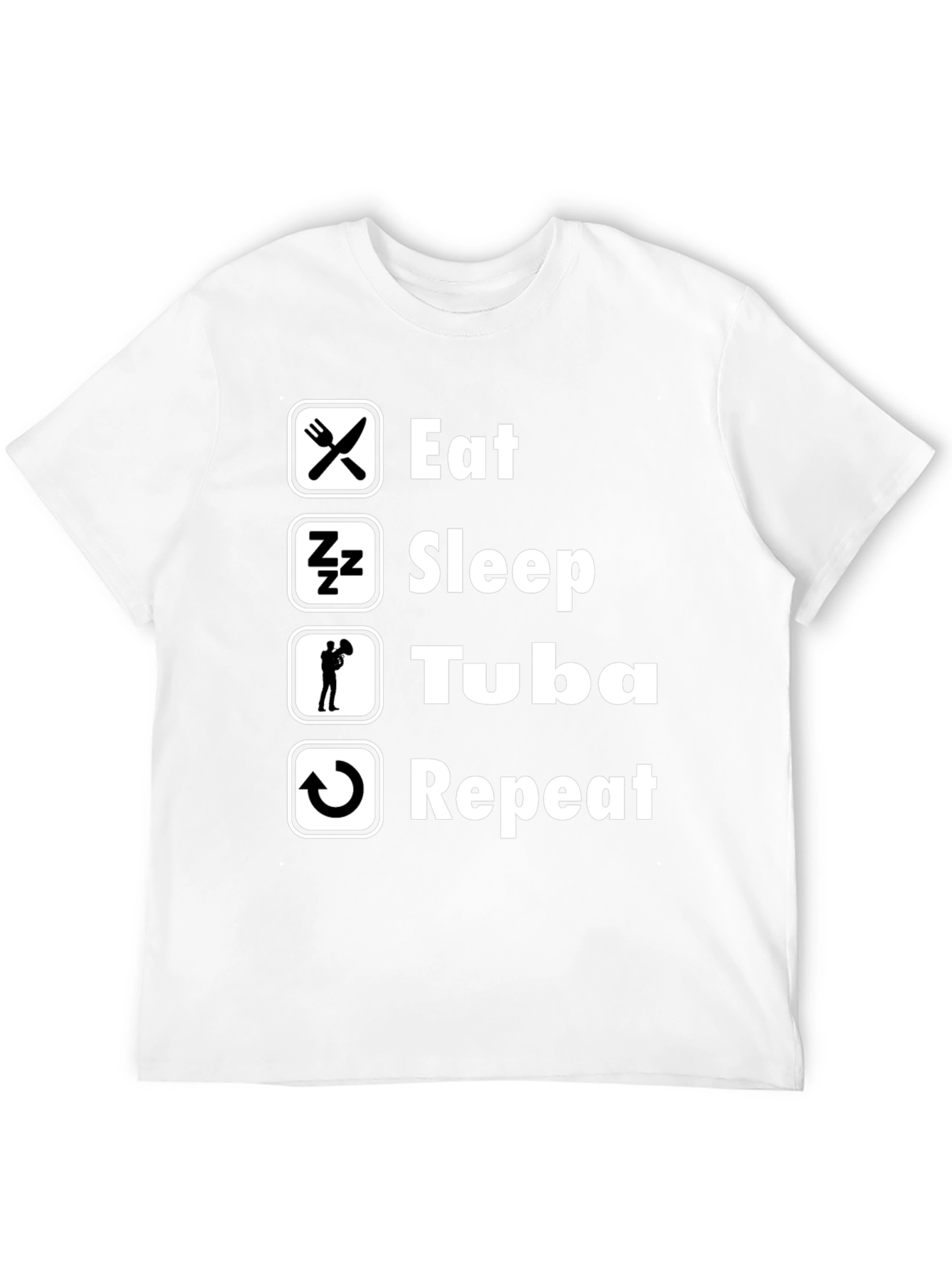Eat Sleep Tuba Repeat Black Graphic T-Shirt