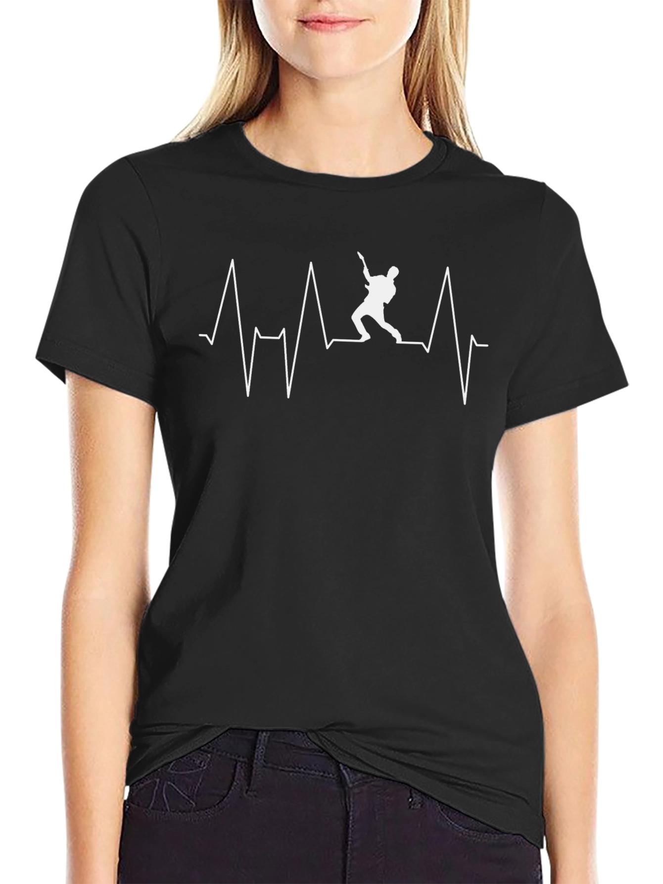 Guitar Heartbeat T-Shirt - Black