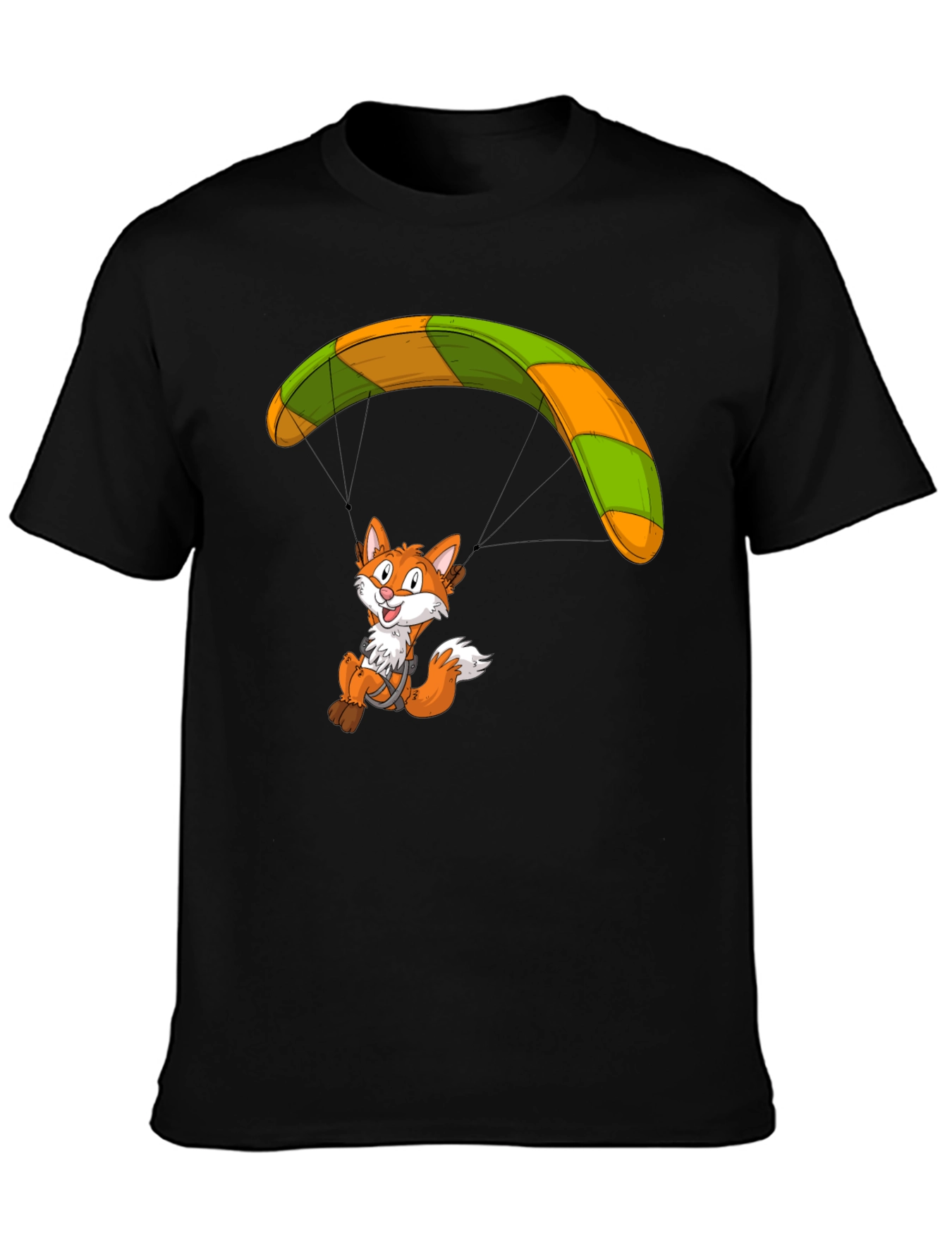 Fox Parachute Graphic T-Shirt - Funky Cartoon Tee