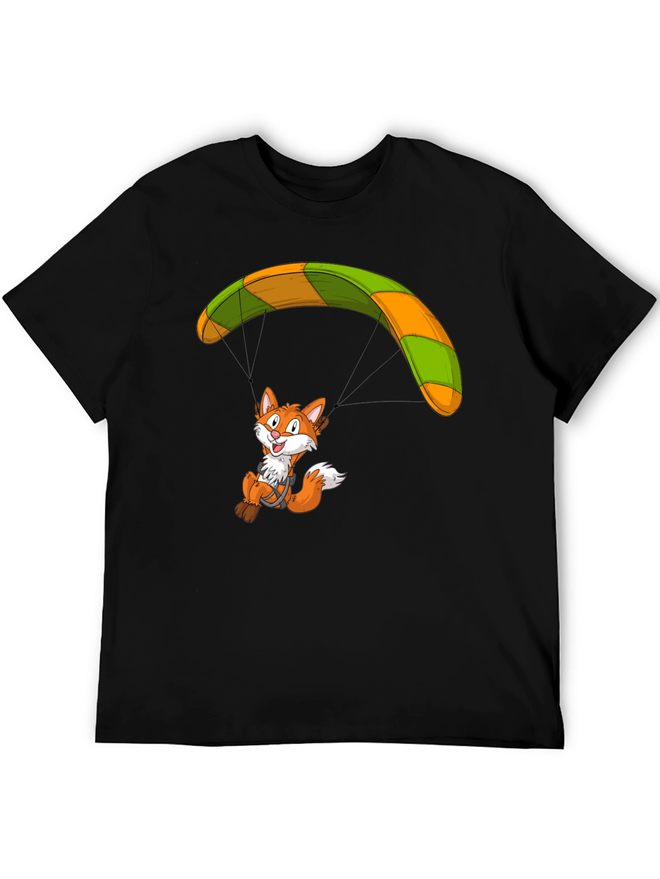 Fox Parachute Graphic T-Shirt - Funky Cartoon Tee