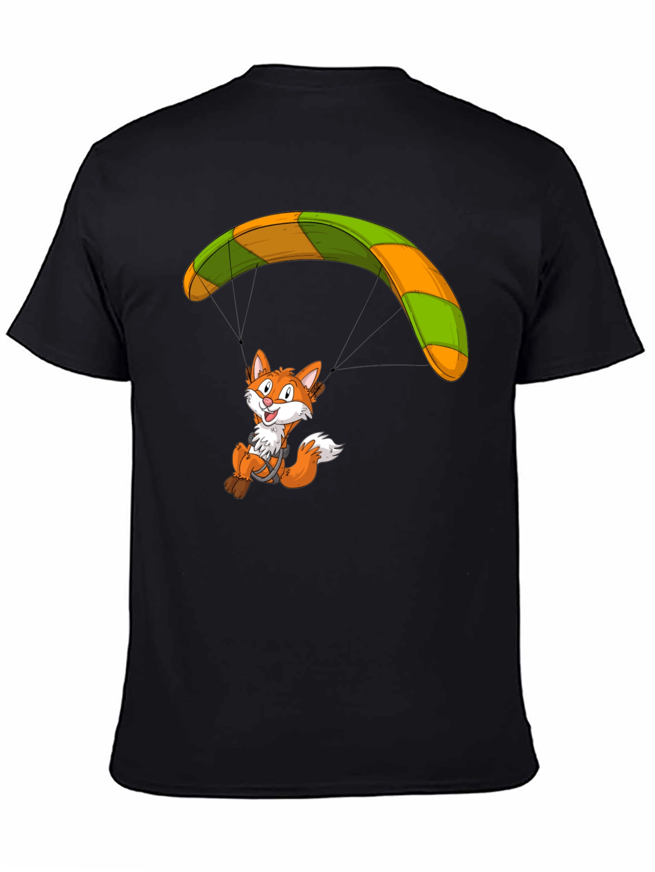 Fox Parachute Graphic T-Shirt - Funky Cartoon Tee
