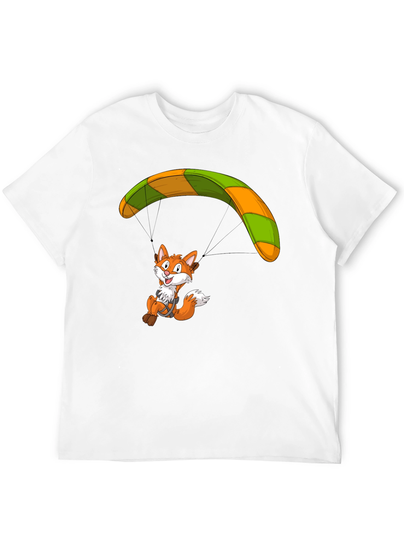 Fox Parachute Graphic T-Shirt - Funky Cartoon Tee