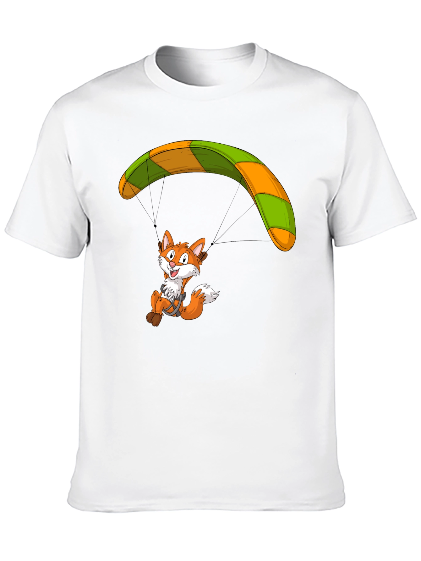 Fox Parachute Graphic T-Shirt - Funky Cartoon Tee