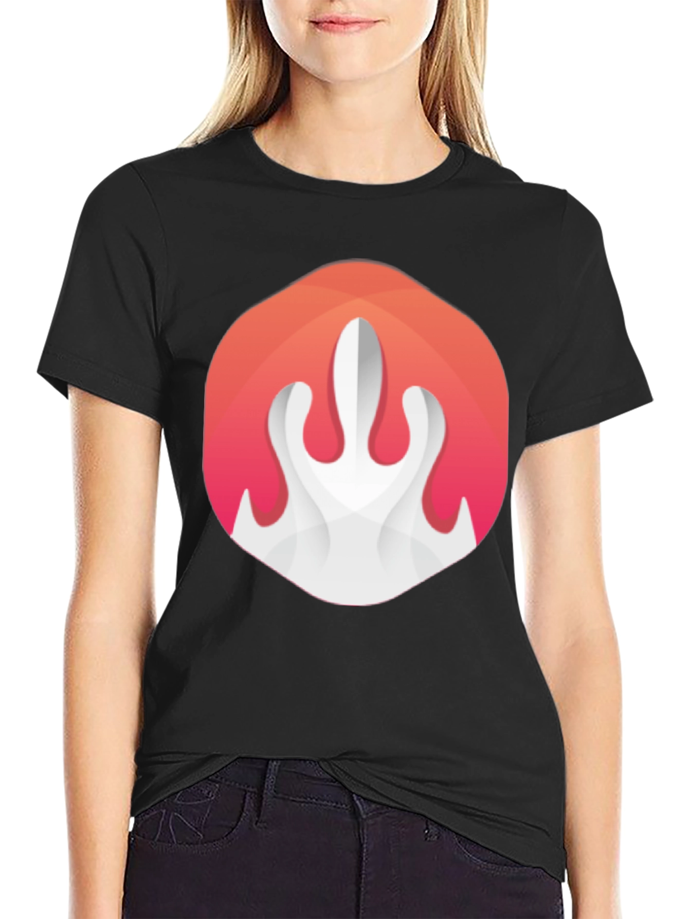 Abstract Flame Graphic Black T-Shirt