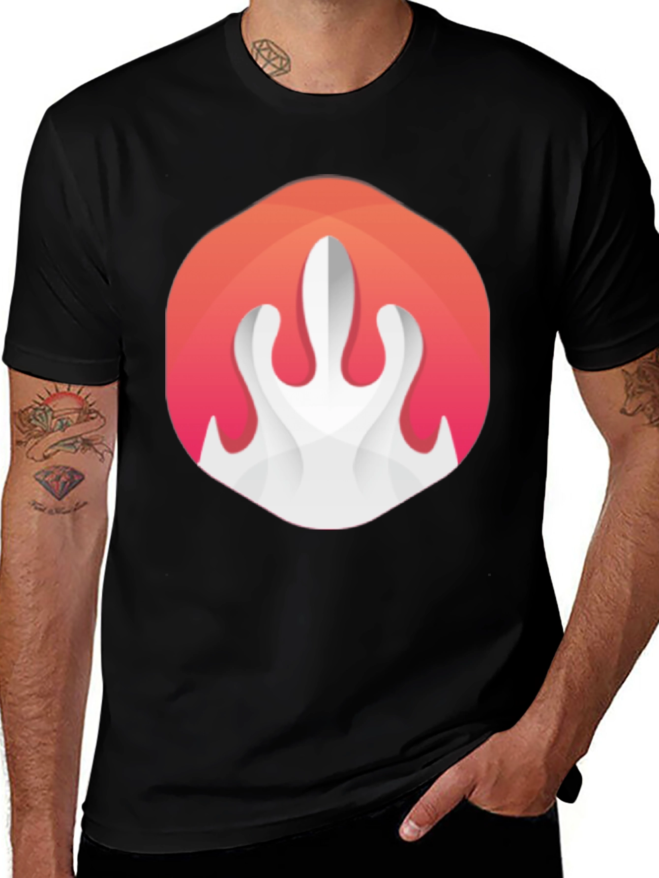 Abstract Flame Graphic Black T-Shirt