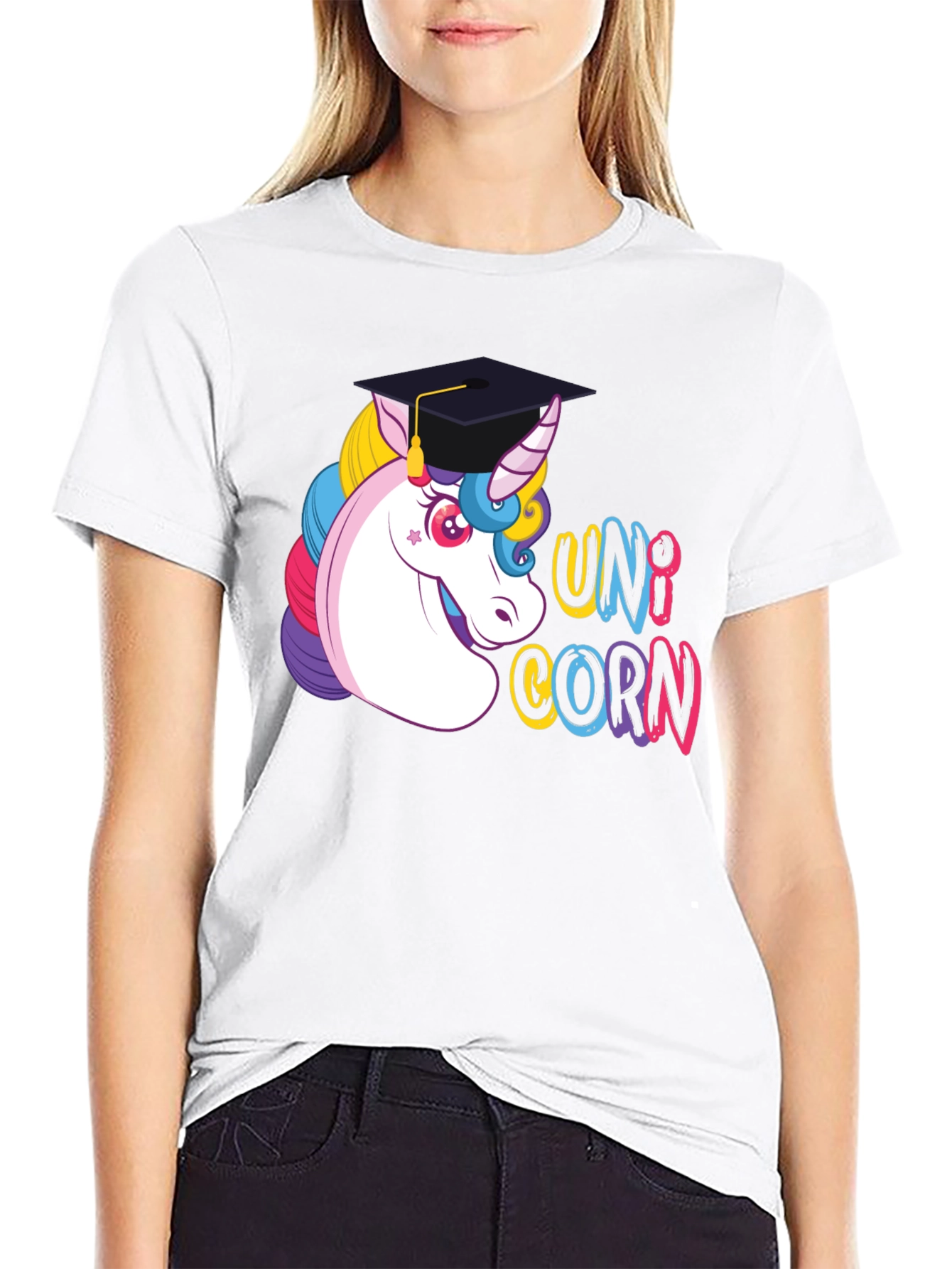 Graduation Unicorn T-Shirt - Black